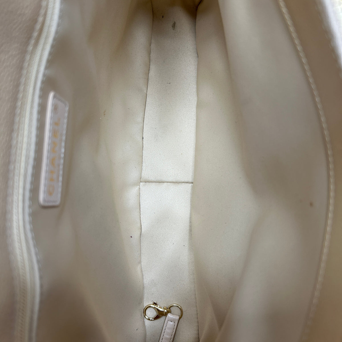Beige Quilted Caviar Leather Grand Shopping Tote Bag w/GHW