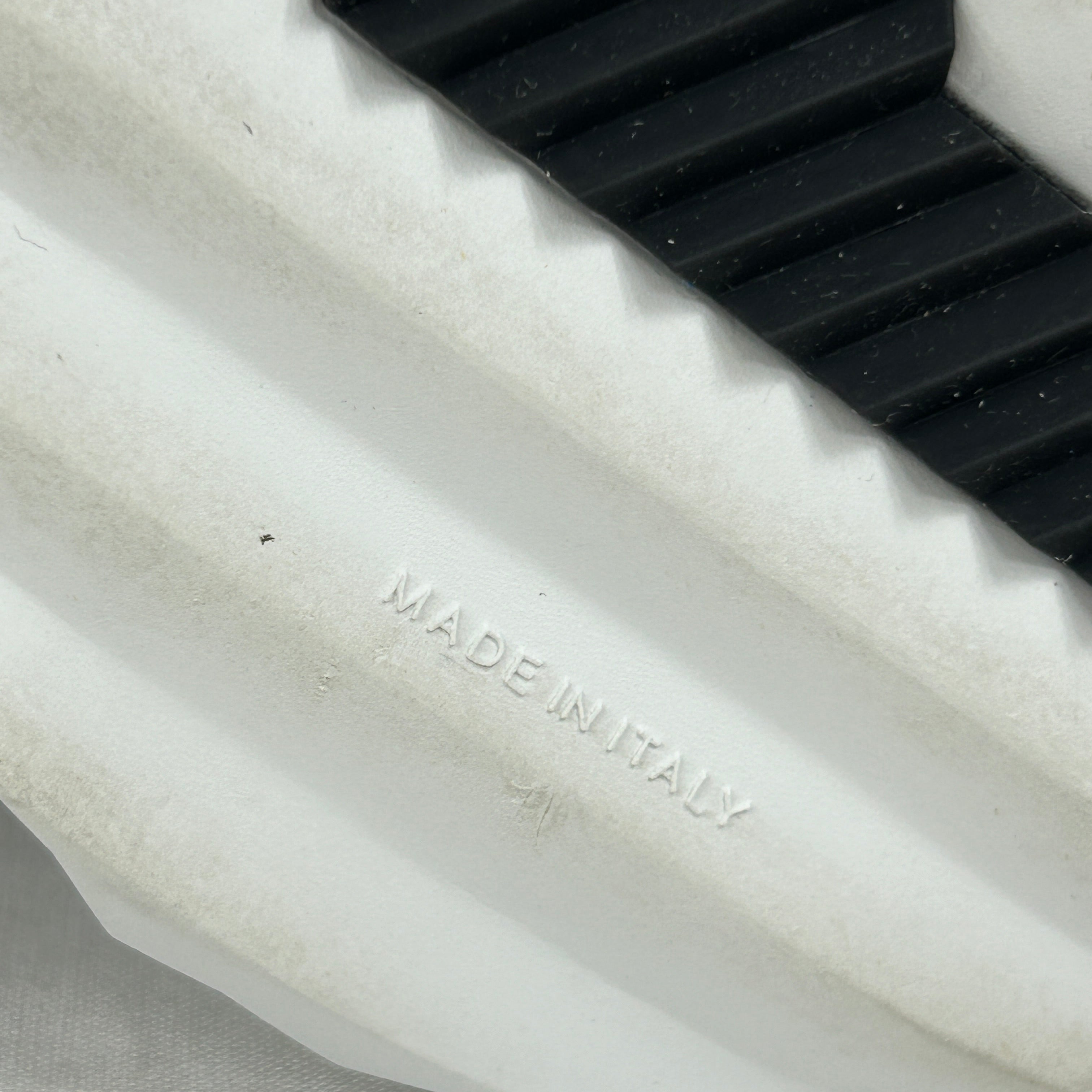 White/Black Suede/ Grained Goatskin Bouncing Sneakers