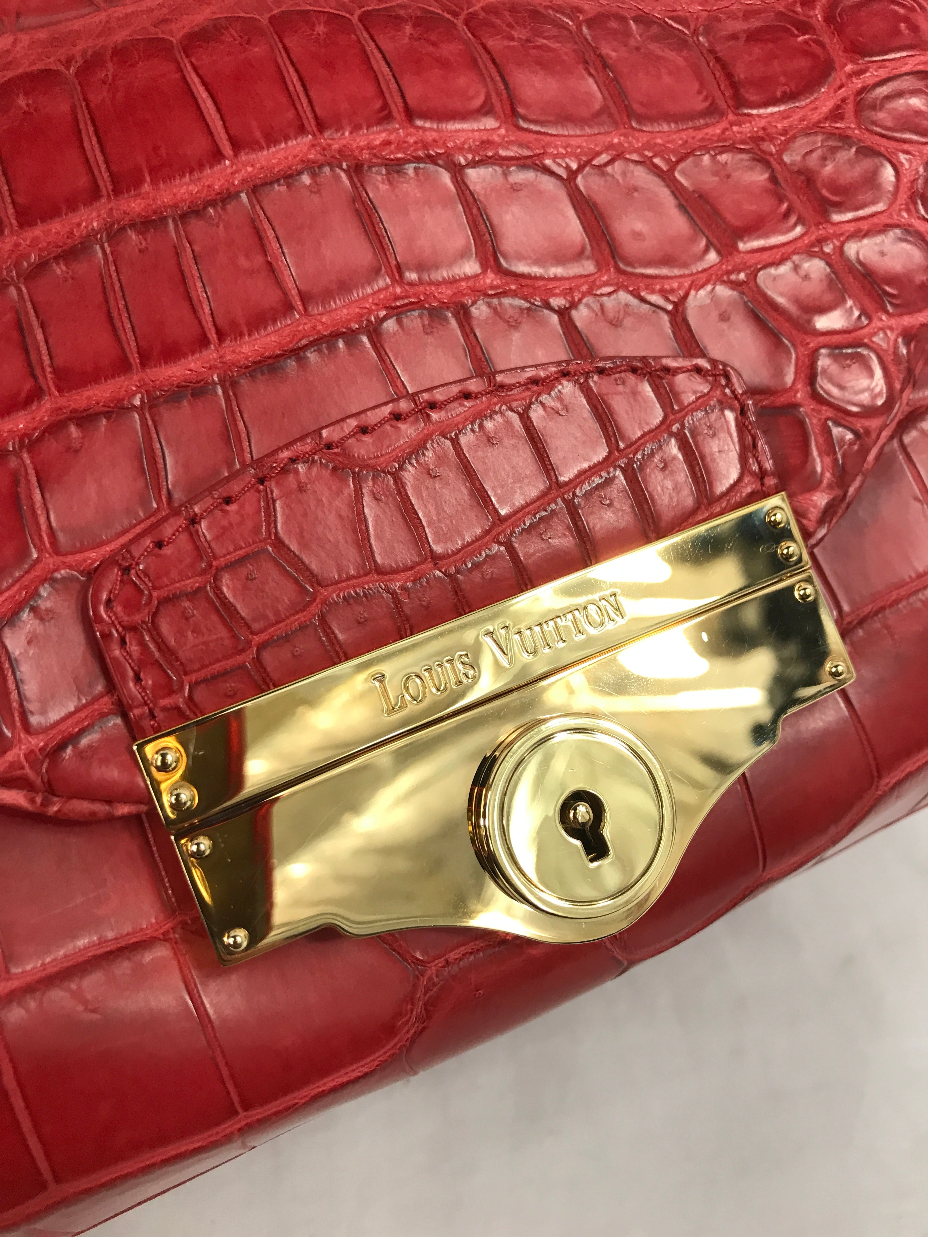 Limited Edition Special Order Red Matte Croc Top Handle w/GHW