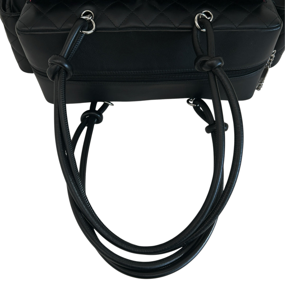 Black Quilted Leather Ligne Cambon Reporter Bag w/SHW