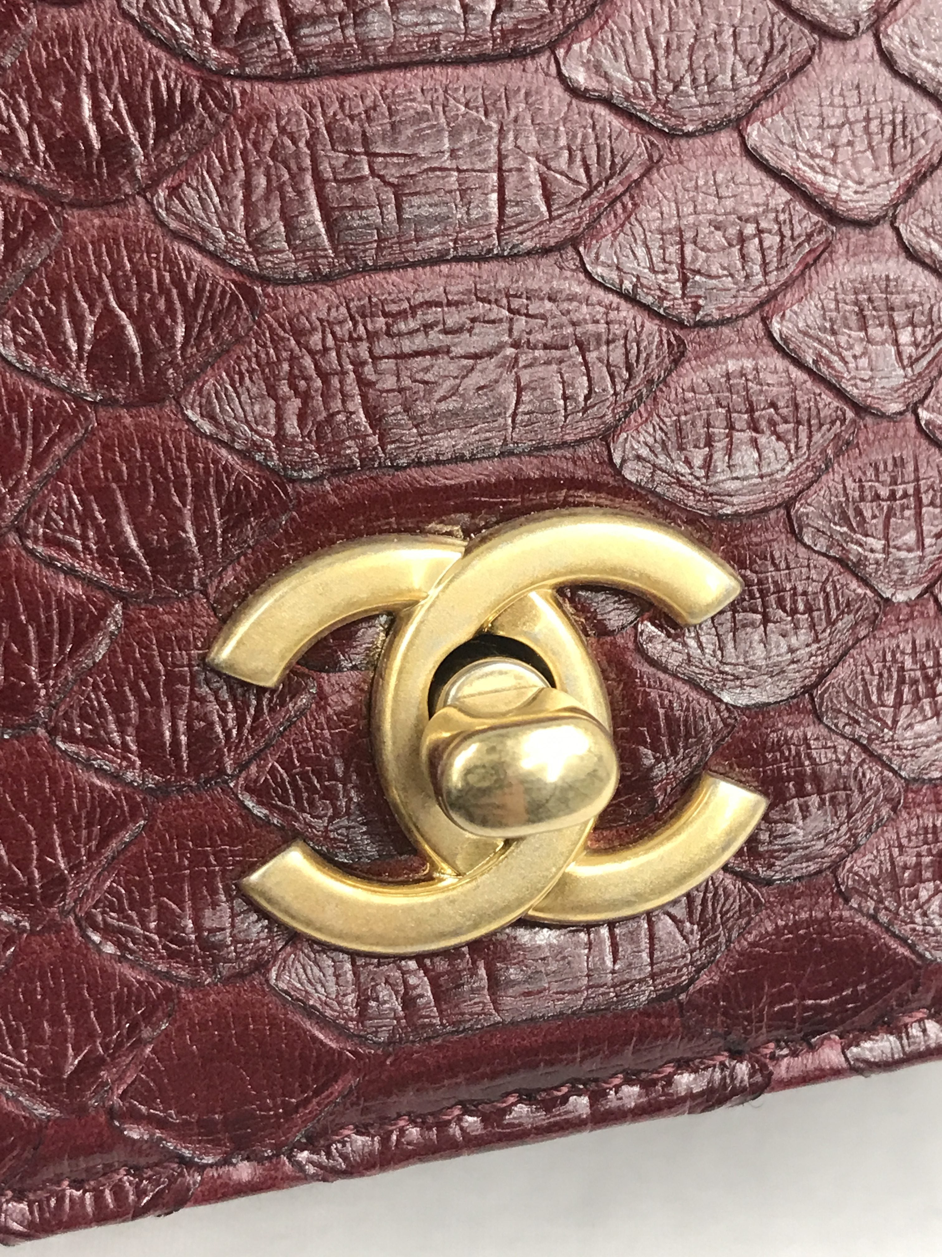 Burgundy Python “Carry Chic” Small Top Handle Flap Bag W/AGHW