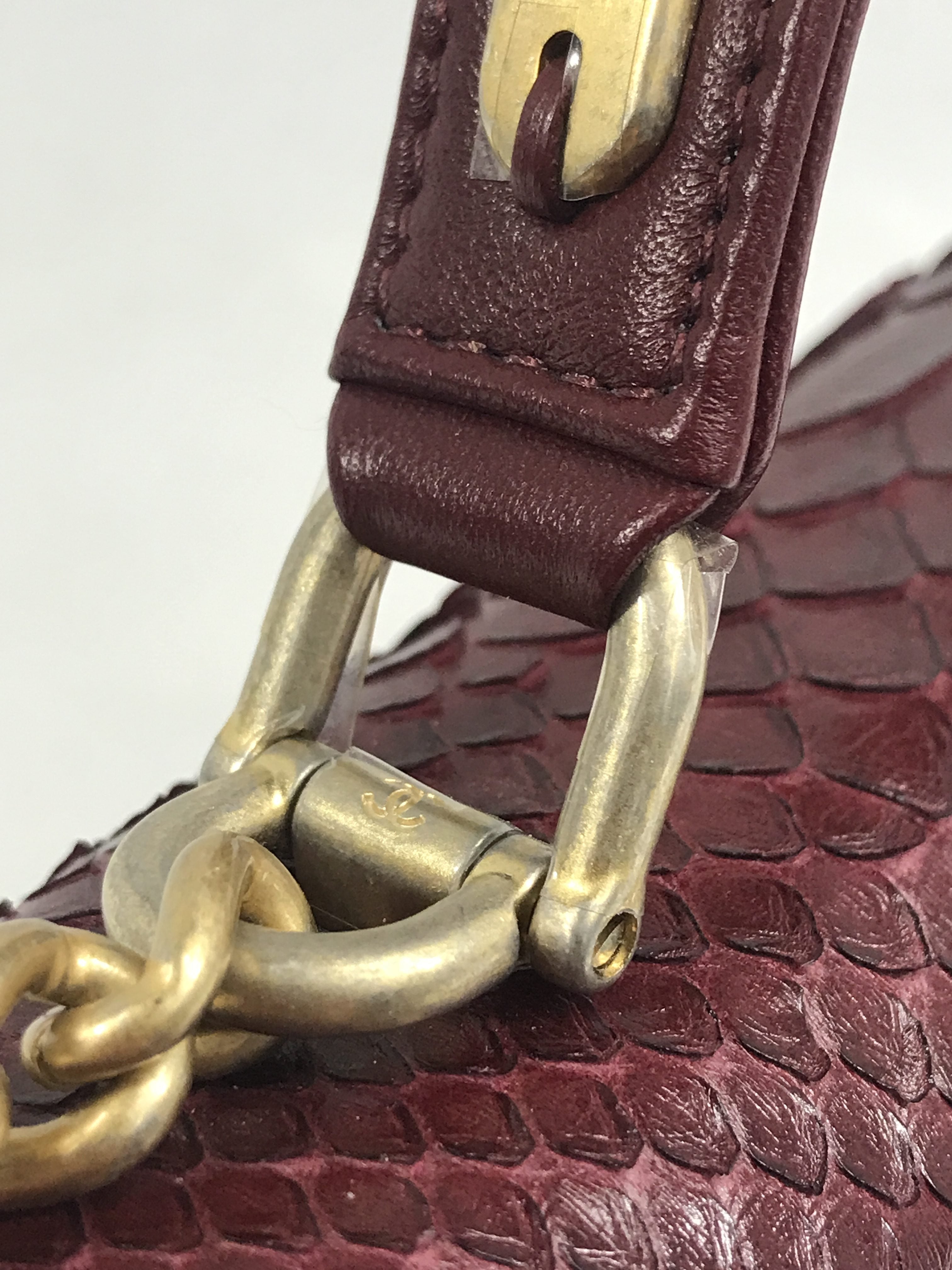 Burgundy Python “Carry Chic” Small Top Handle Flap Bag W/AGHW