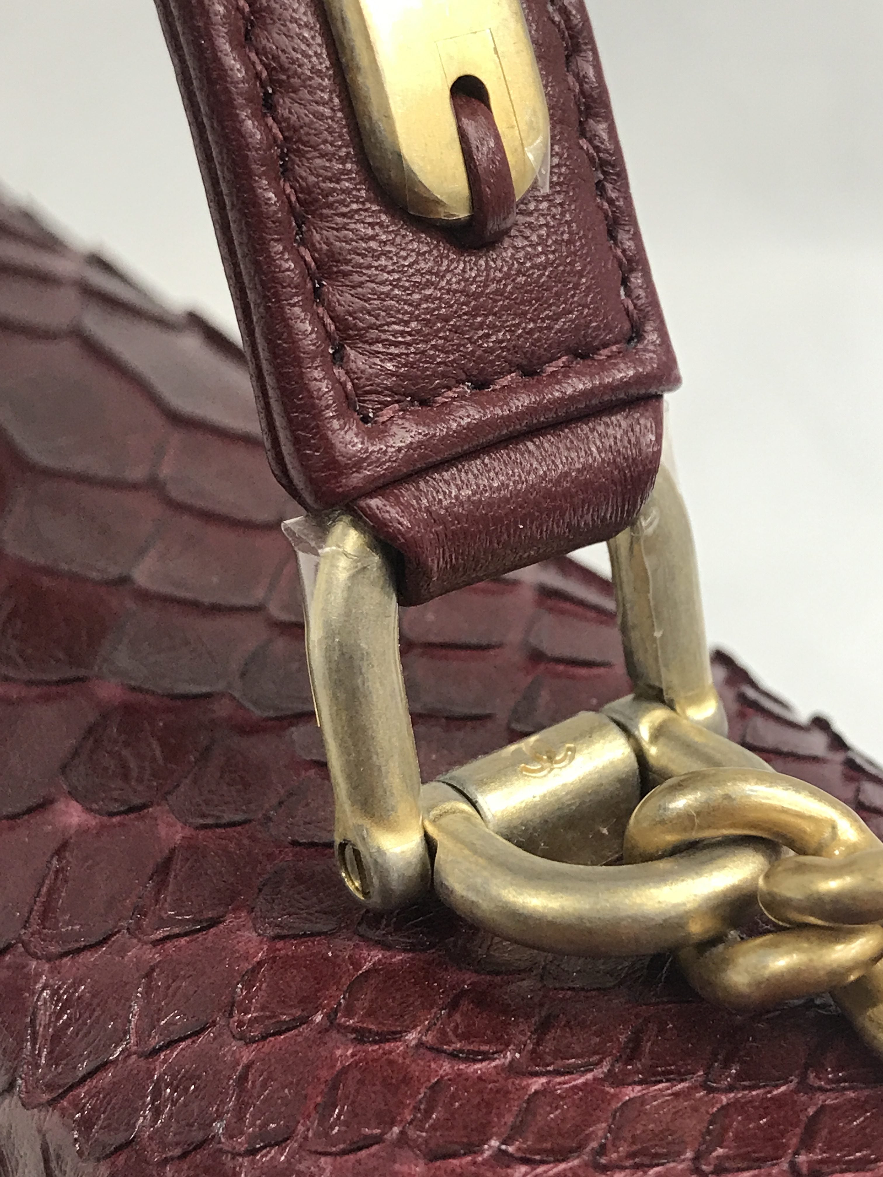 Burgundy Python “Carry Chic” Small Top Handle Flap Bag W/AGHW