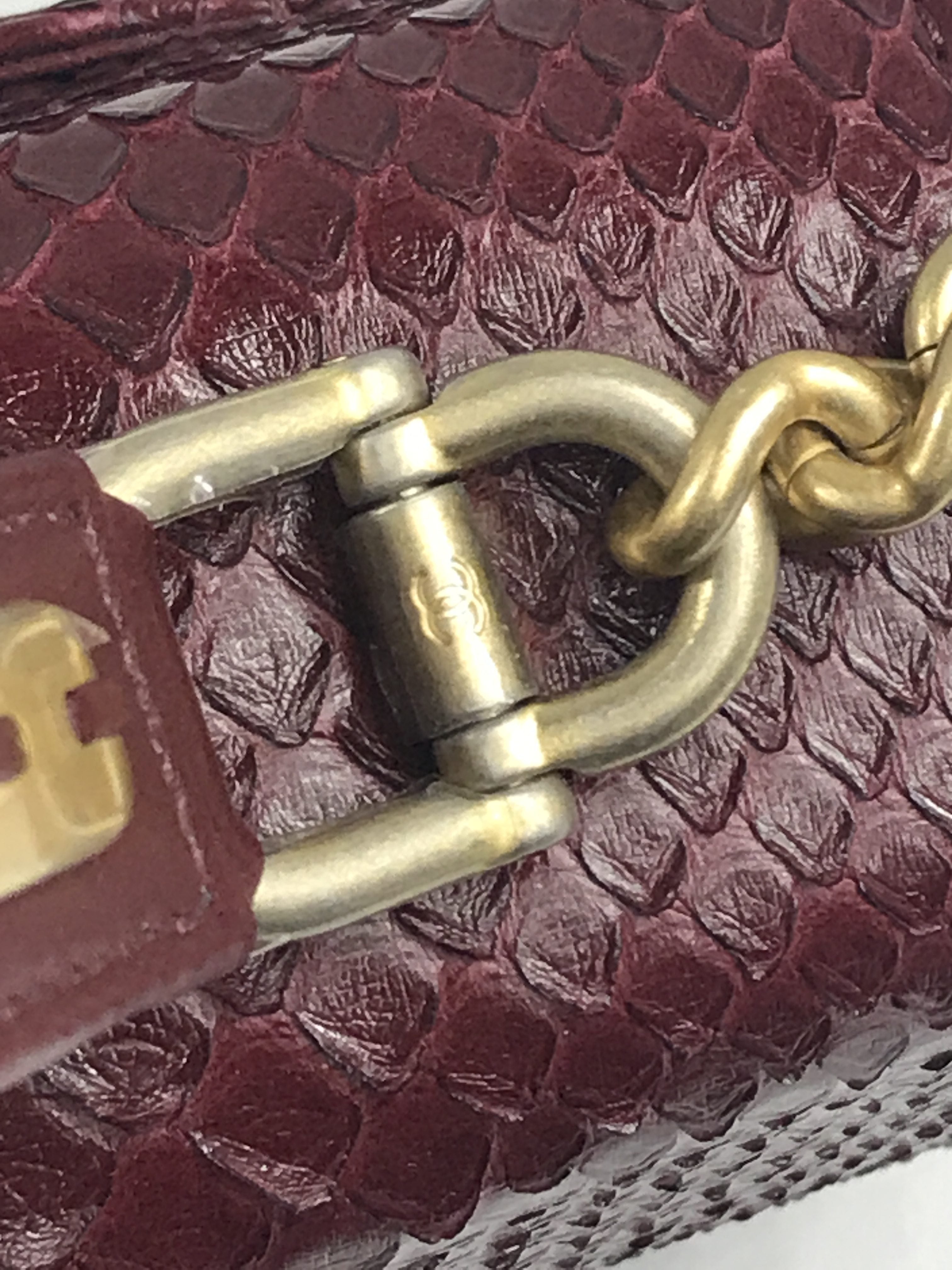 Burgundy Python “Carry Chic” Small Top Handle Flap Bag W/AGHW
