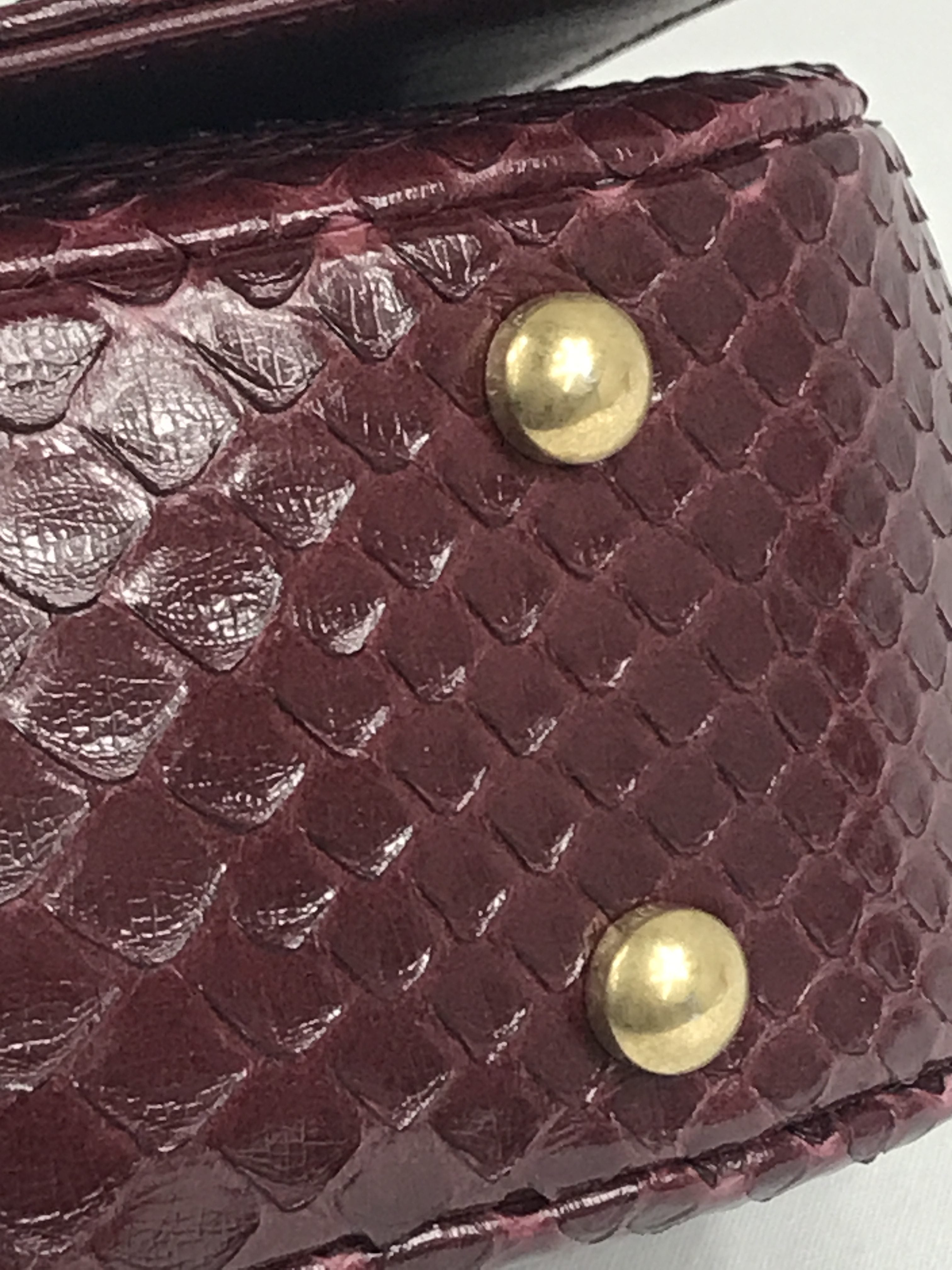 Burgundy Python “Carry Chic” Small Top Handle Flap Bag W/AGHW