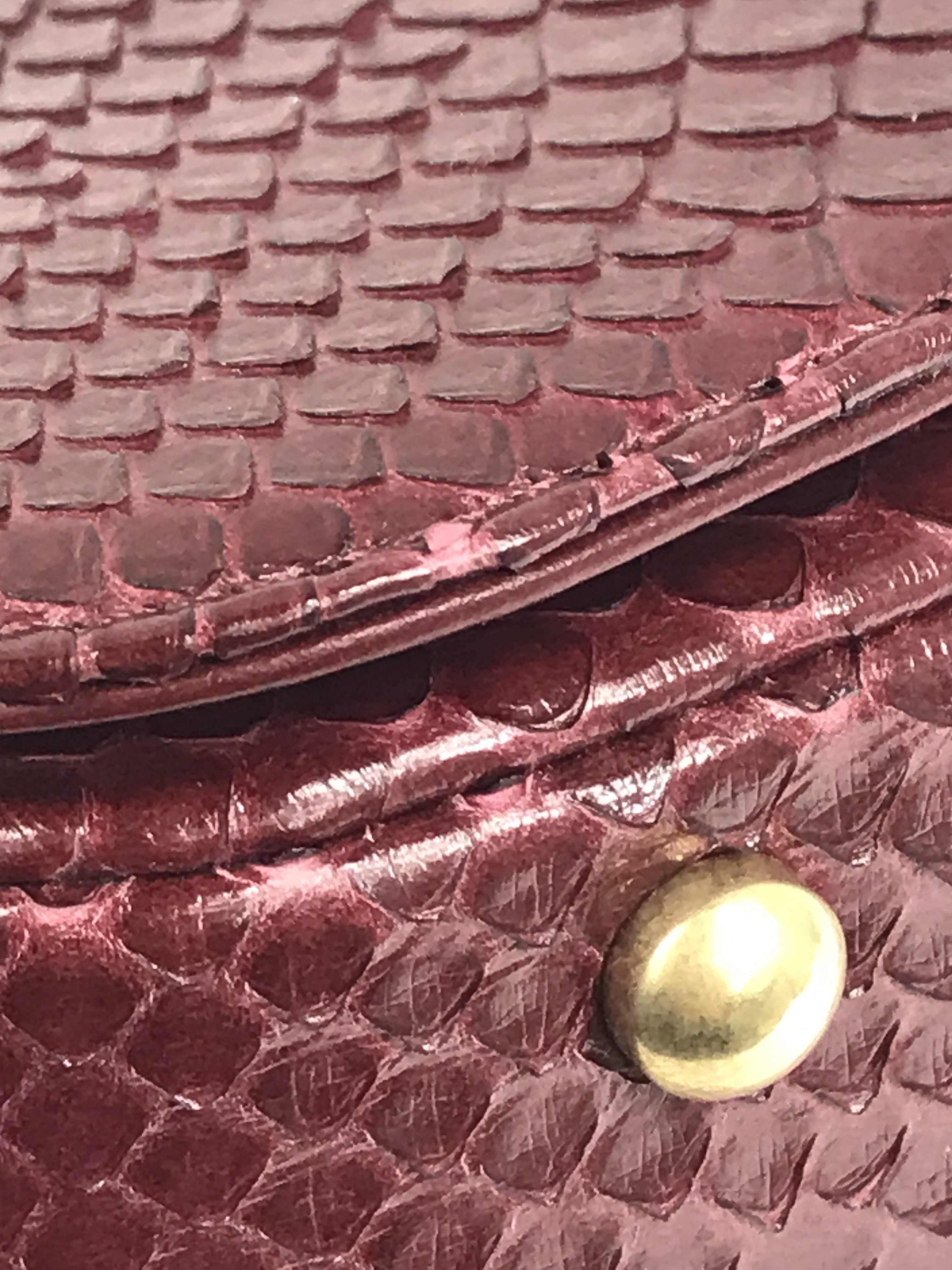 Burgundy Python “Carry Chic” Small Top Handle Flap Bag W/AGHW