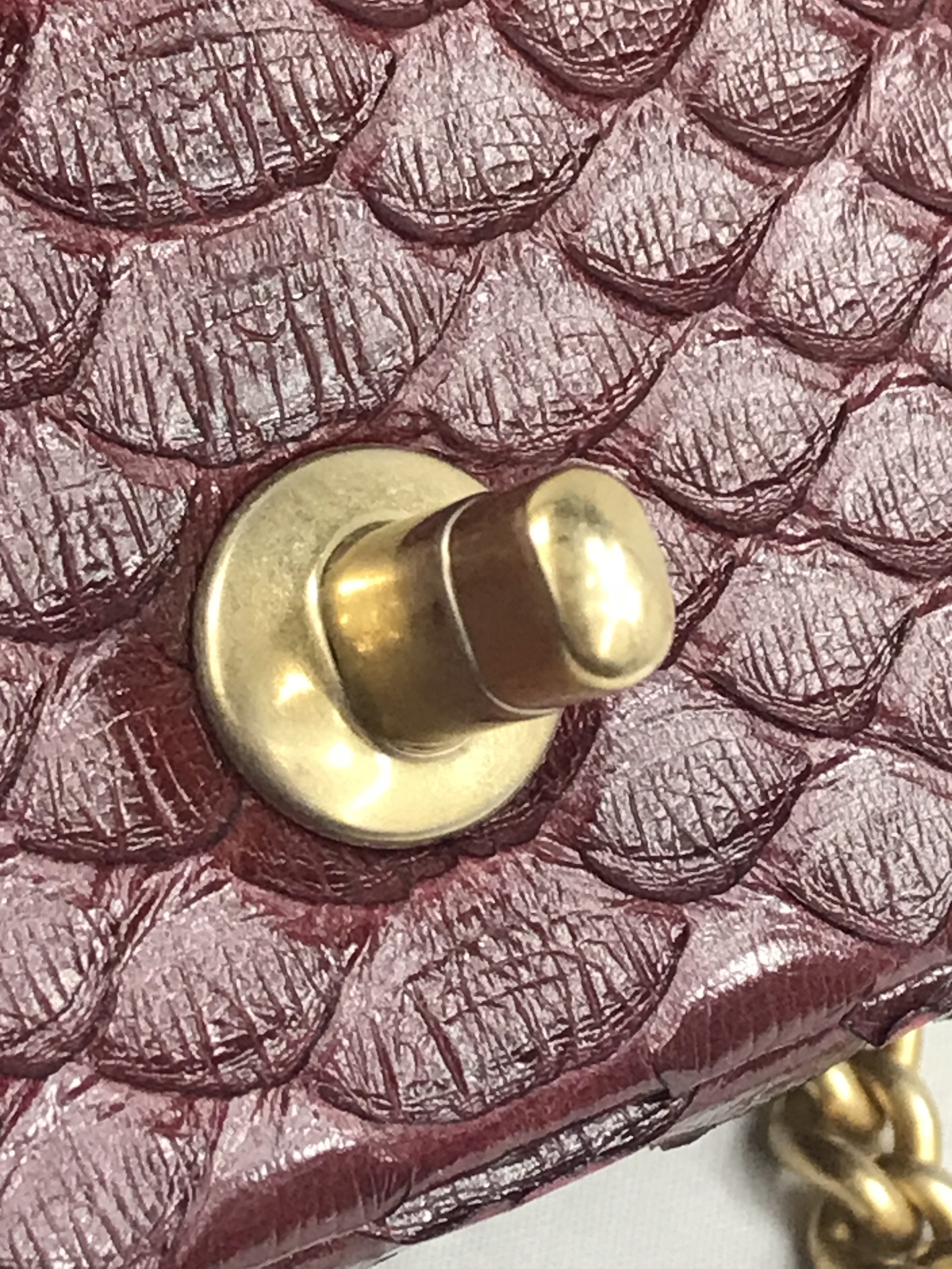 Burgundy Python “Carry Chic” Small Top Handle Flap Bag W/AGHW