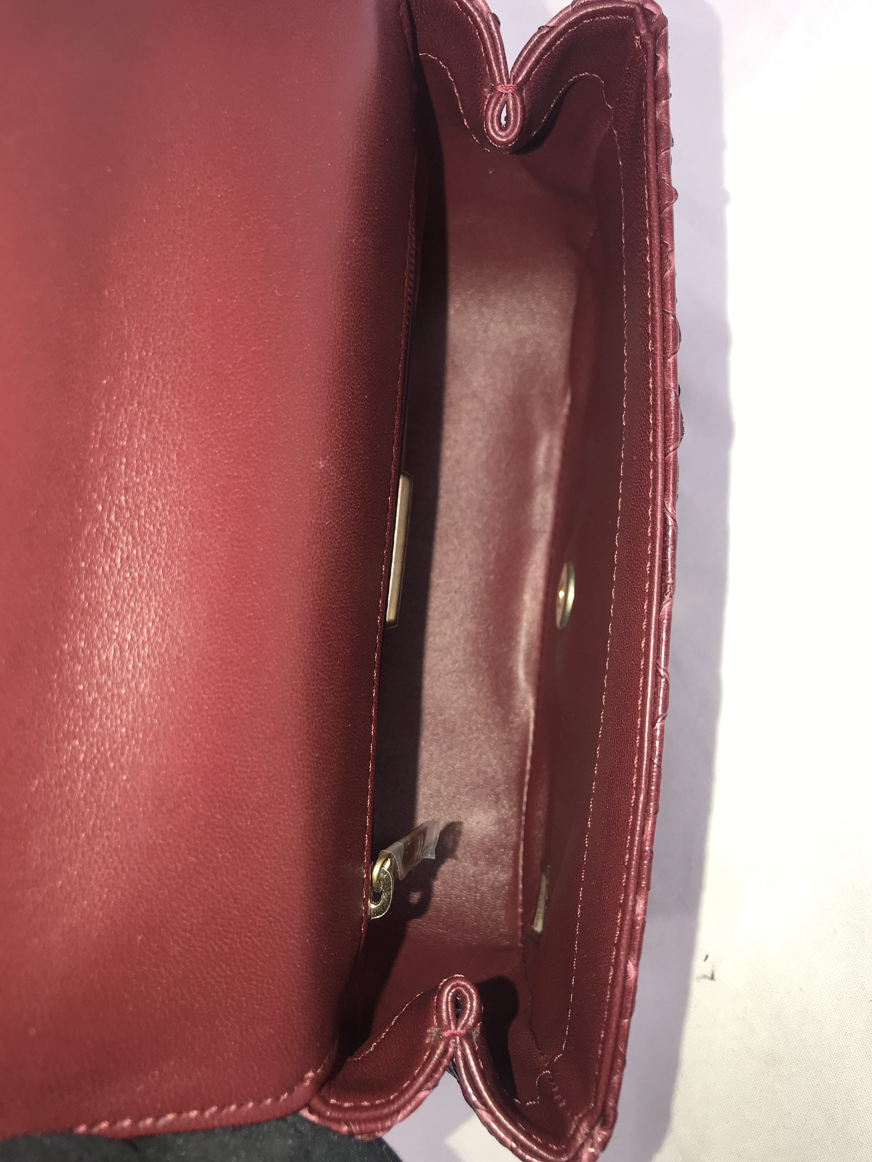 Burgundy Python “Carry Chic” Small Top Handle Flap Bag W/AGHW