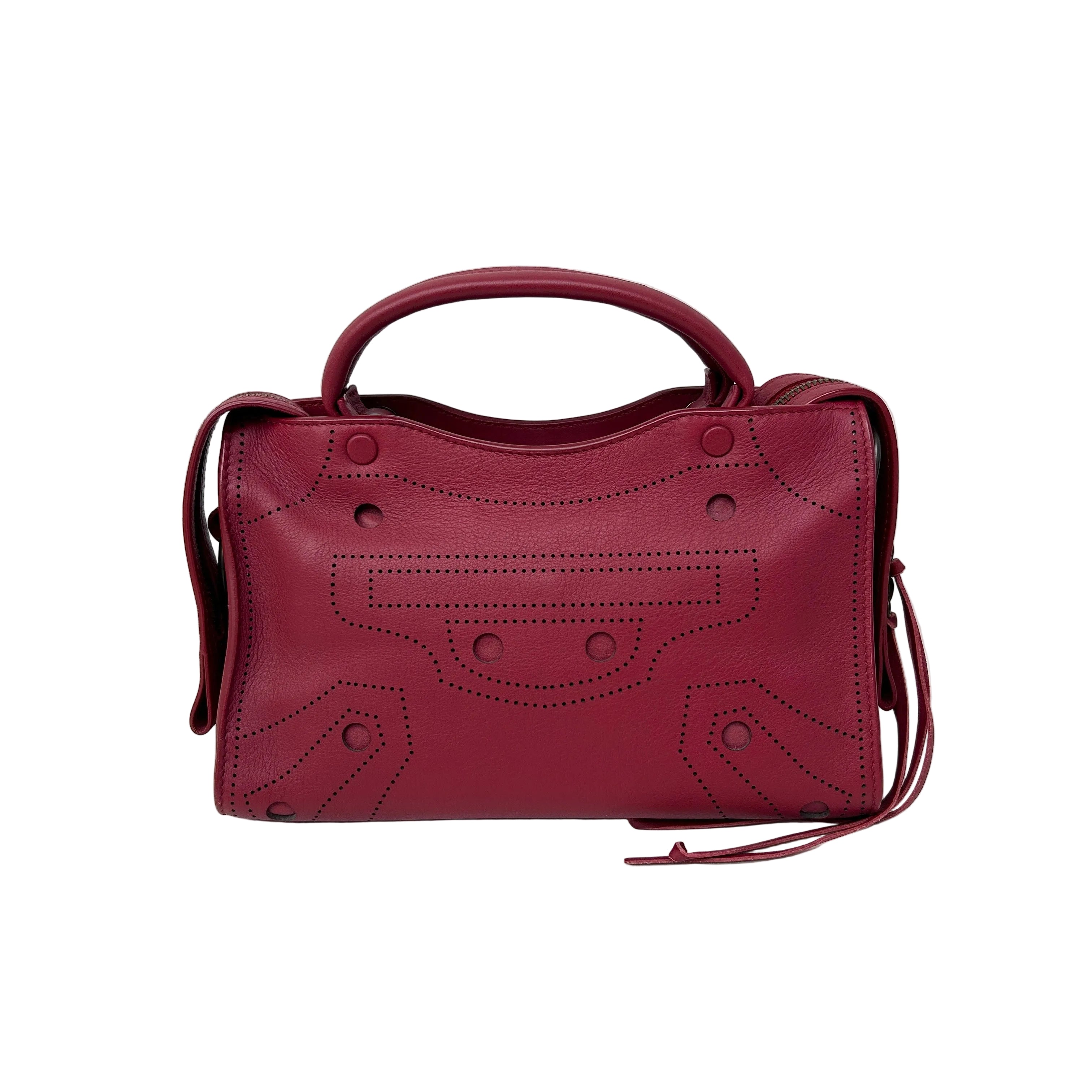 Red Leather Mini BlackOut City Bag w/Gunmetal HW