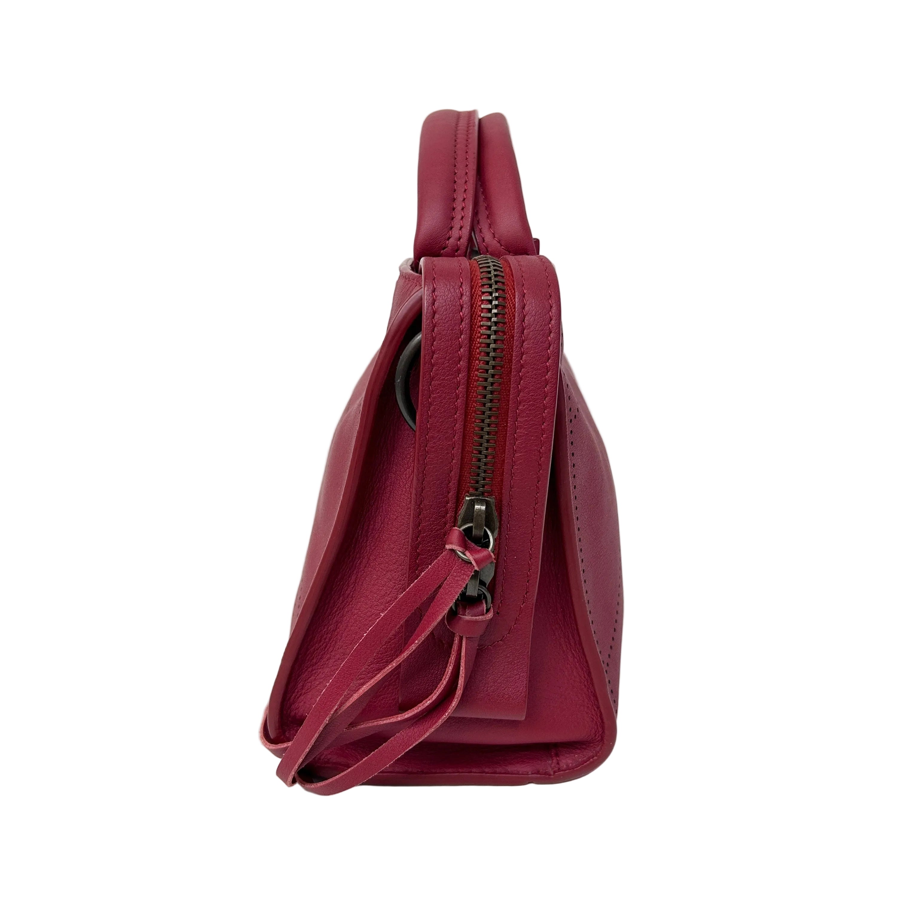 Red Leather Mini BlackOut City Bag w/Gunmetal HW