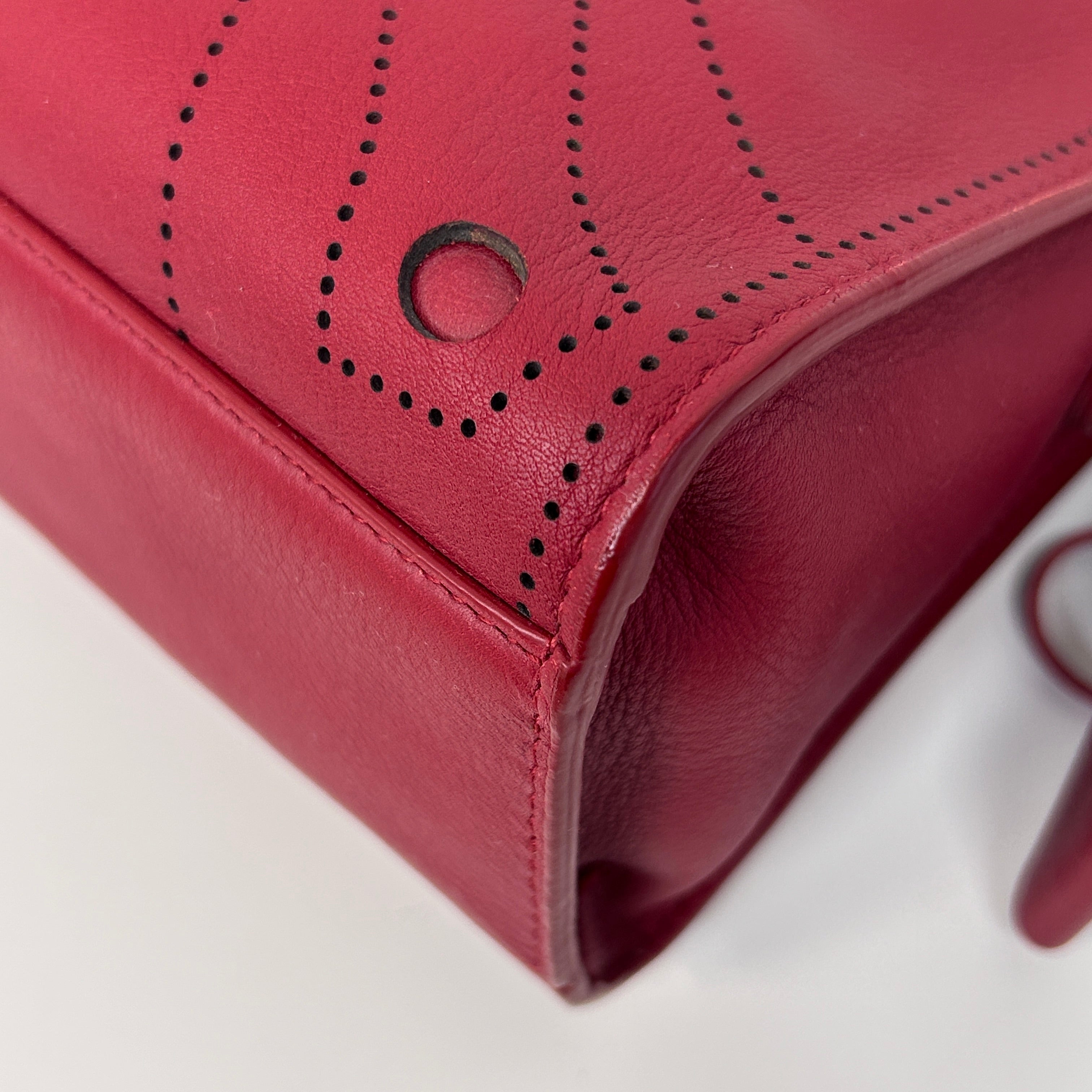 Red Leather Mini BlackOut City Bag w/Gunmetal HW