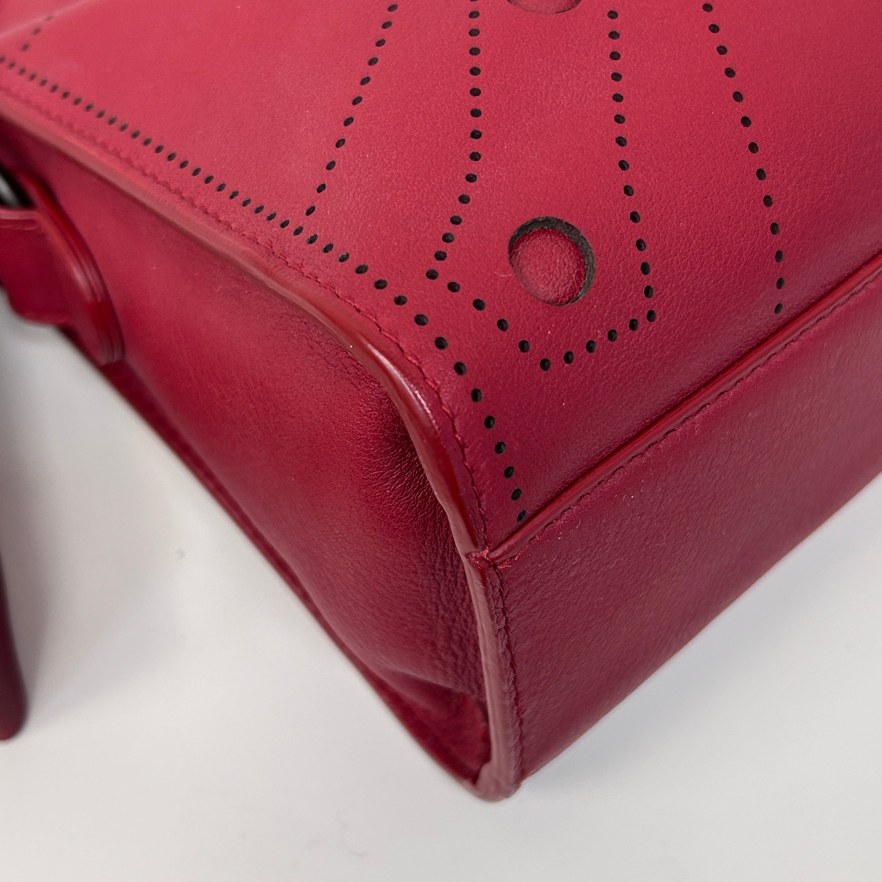 Red Leather Mini BlackOut City Bag w/Gunmetal HW