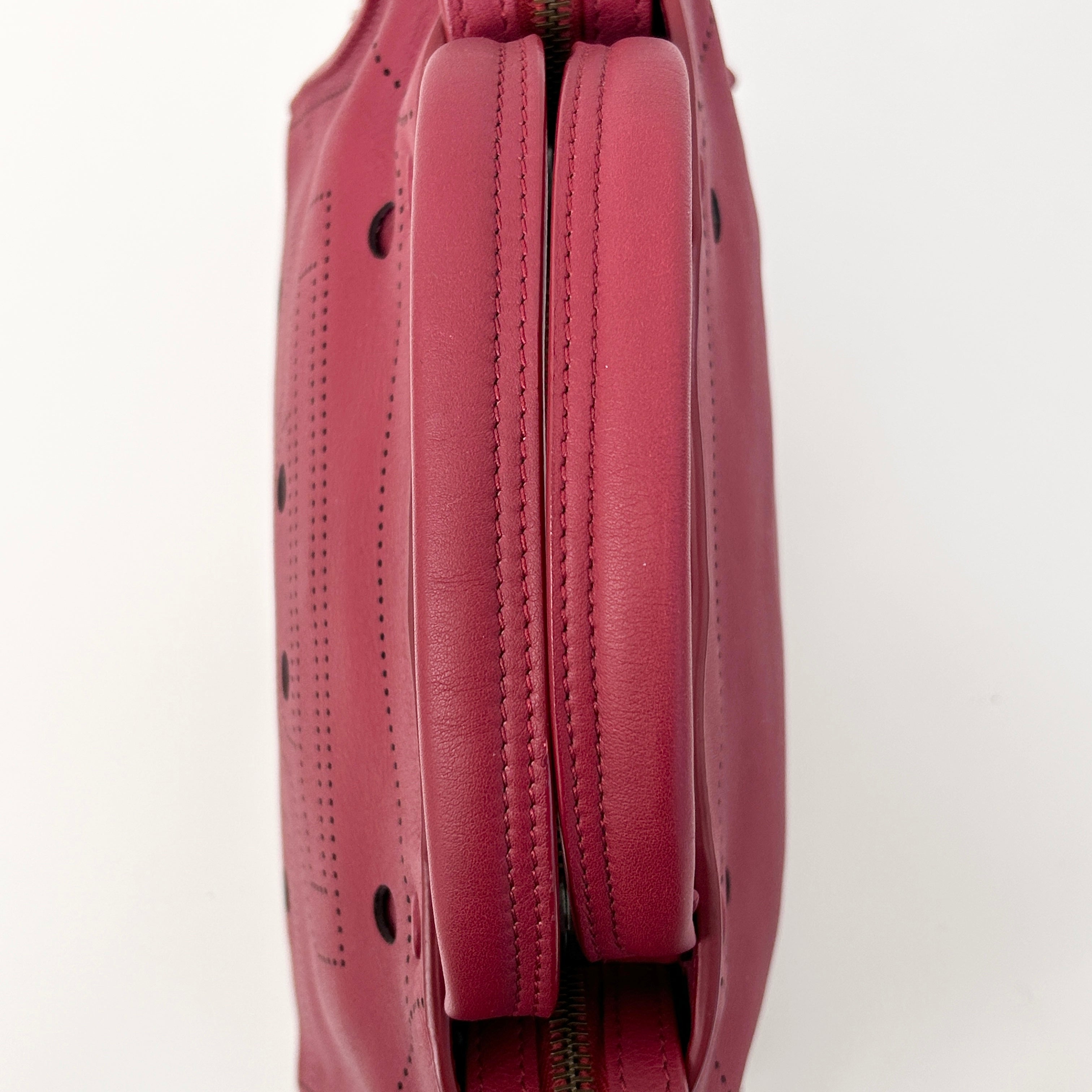 Red Leather Mini BlackOut City Bag w/Gunmetal HW