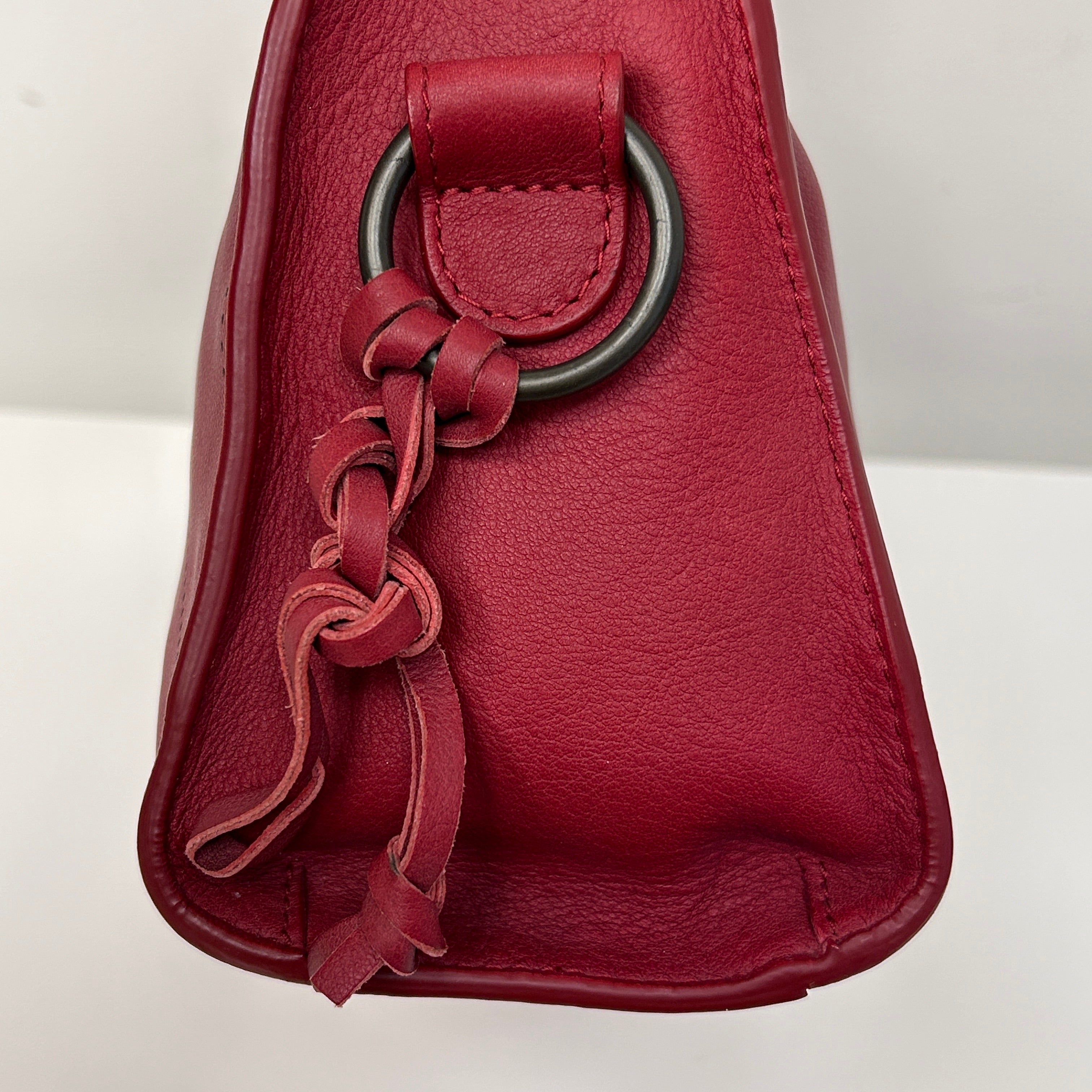 Red Leather Mini BlackOut City Bag w/Gunmetal HW