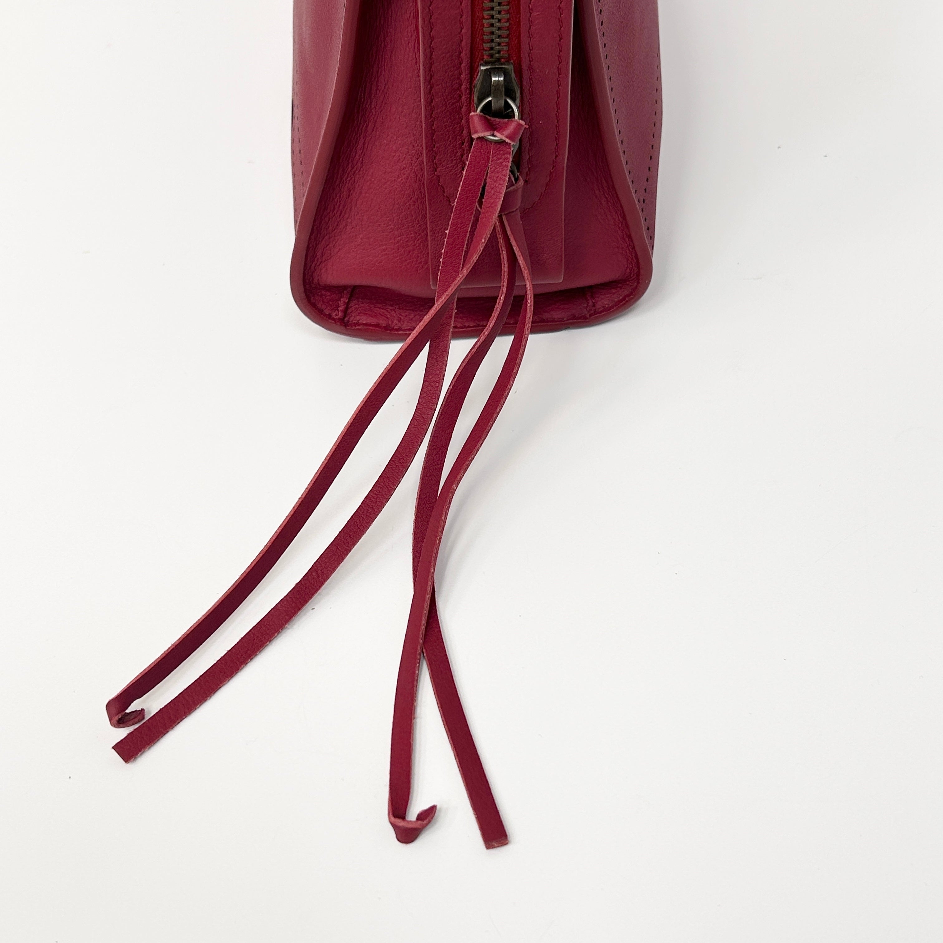 Red Leather Mini BlackOut City Bag w/Gunmetal HW