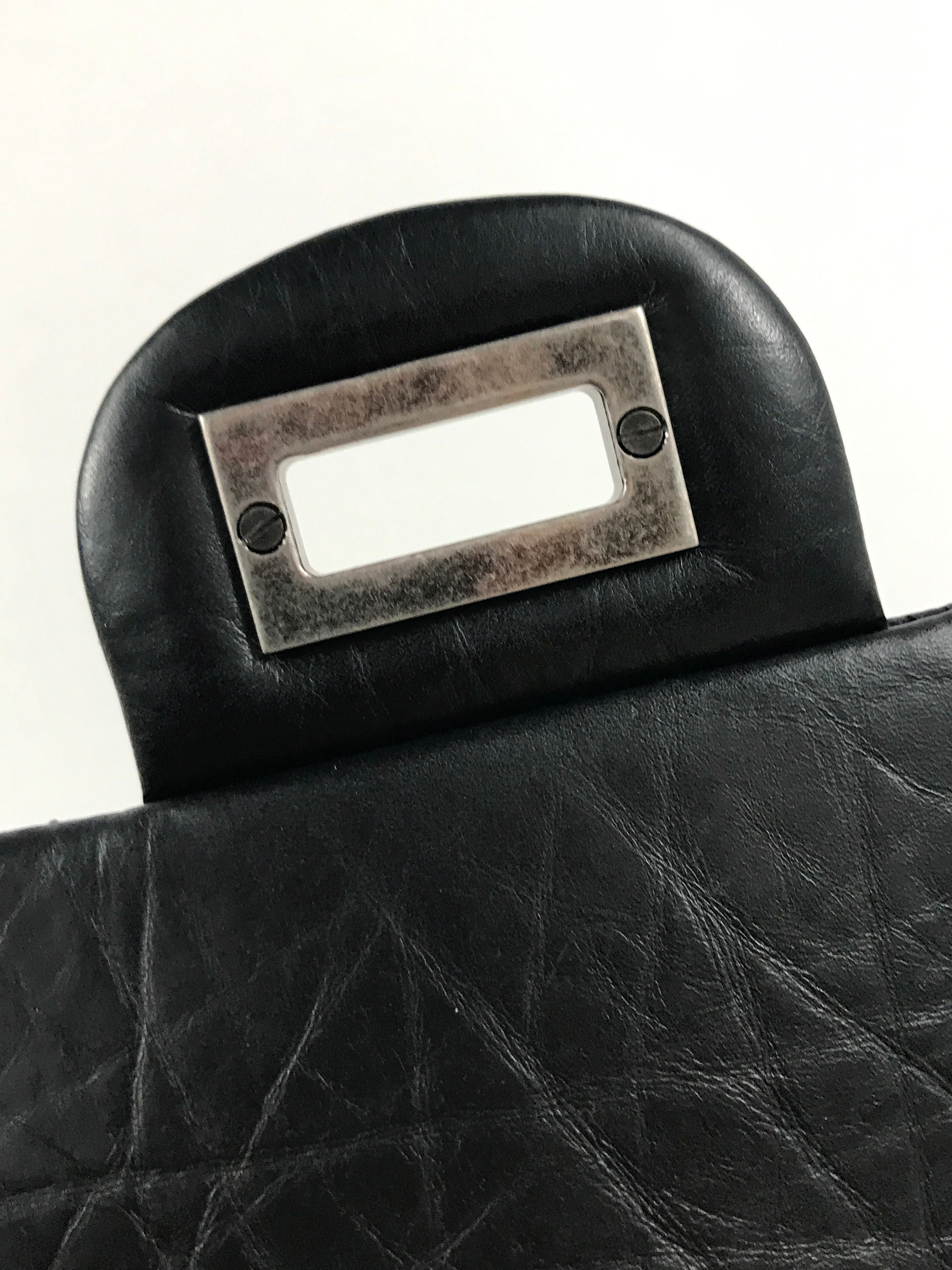 Black Crinkled Aged Calfskin Leather Medium Classic Double Flap 226 Reissue w/RHW