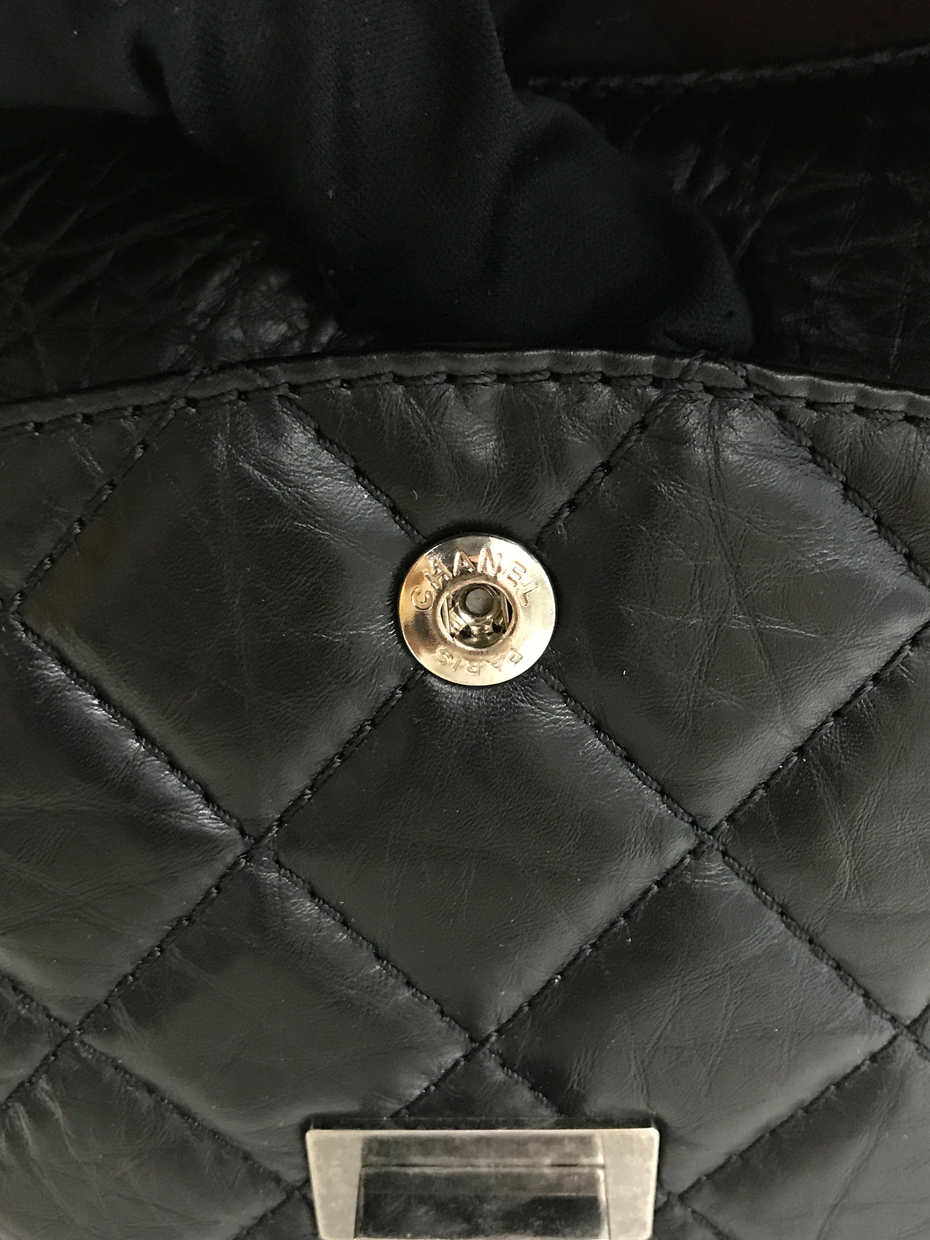 Black Crinkled Aged Calfskin Leather Medium Classic Double Flap 226 Reissue w/RHW