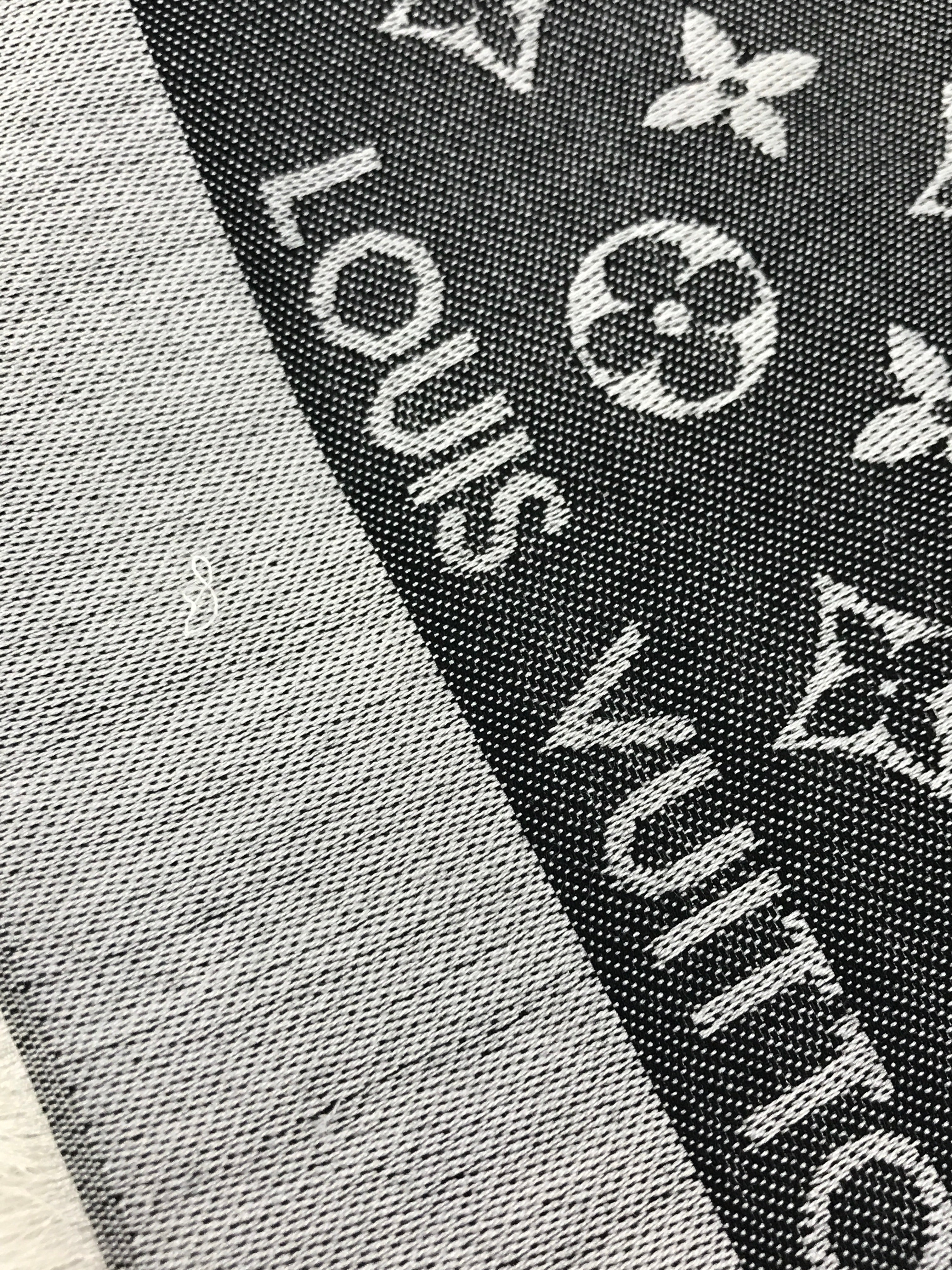 Monogram Reversible Silver/Black Silk/Wool Shawl
