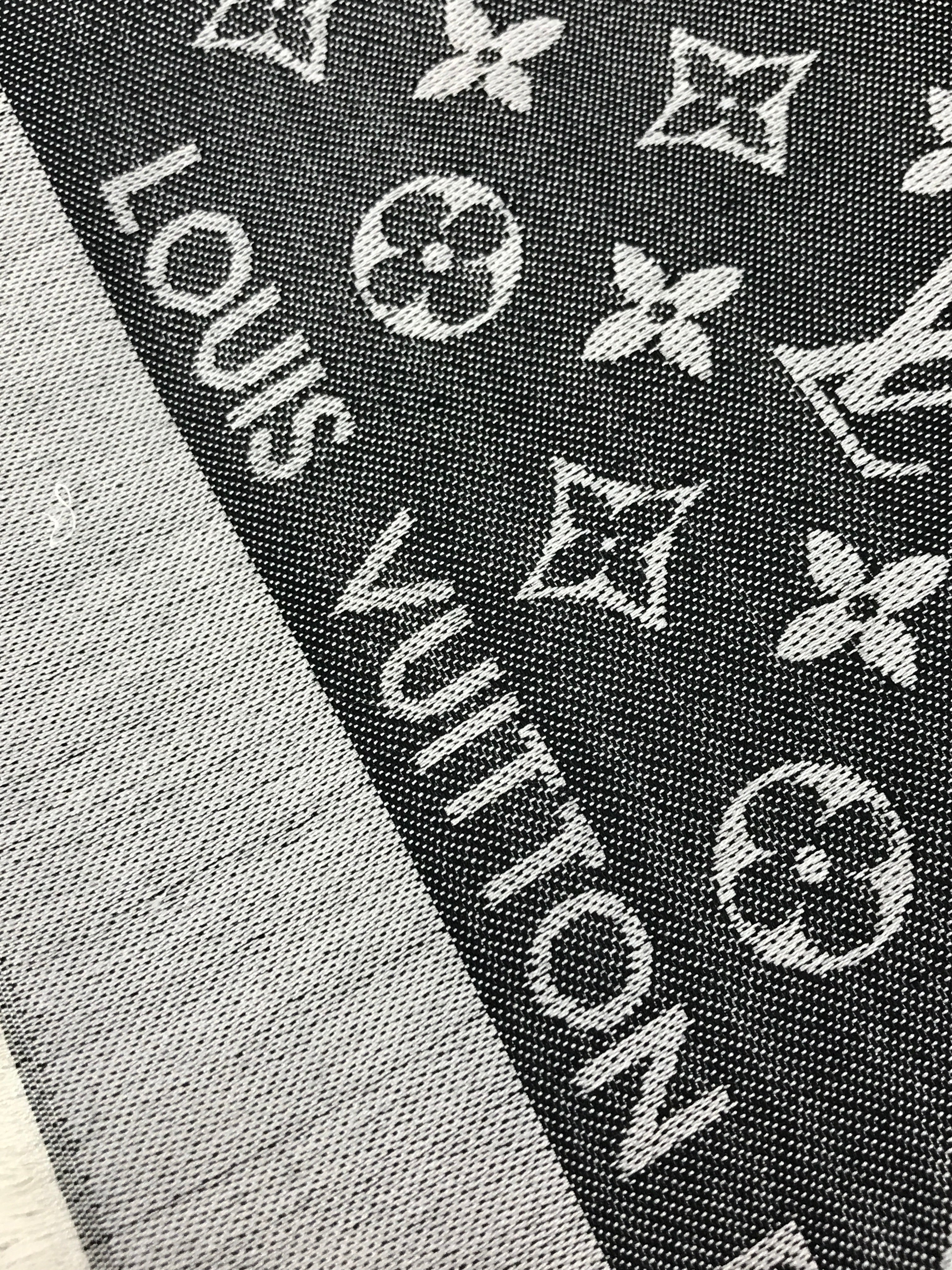 Monogram Reversible Silver/Black Silk/Wool Shawl