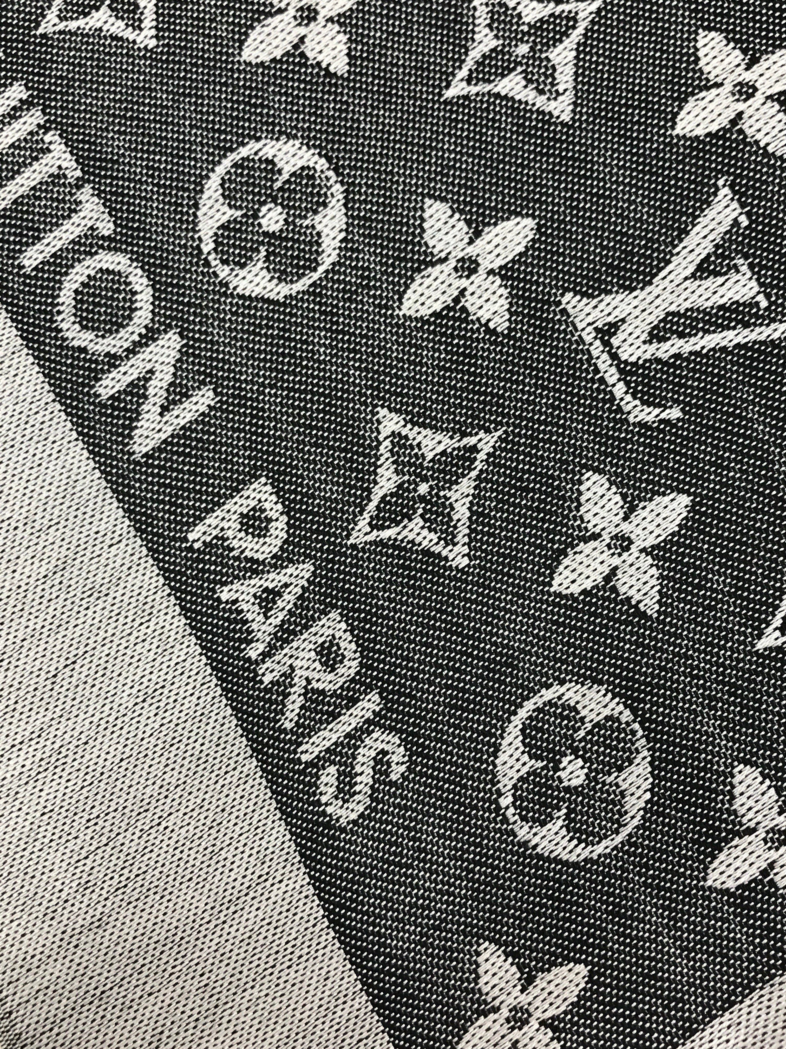 Monogram Reversible Silver/Black Silk/Wool Shawl