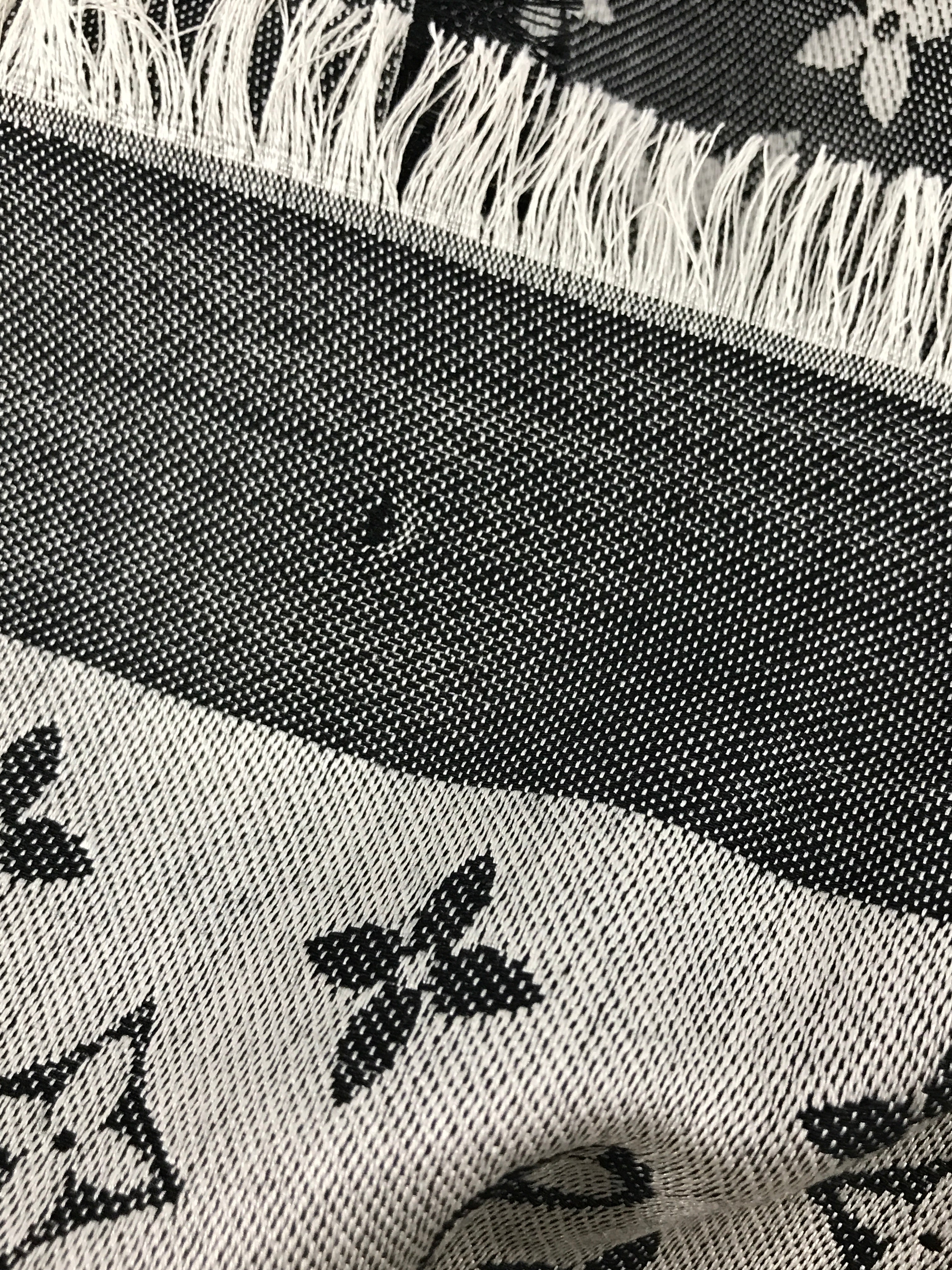 Monogram Reversible Silver/Black Silk/Wool Shawl