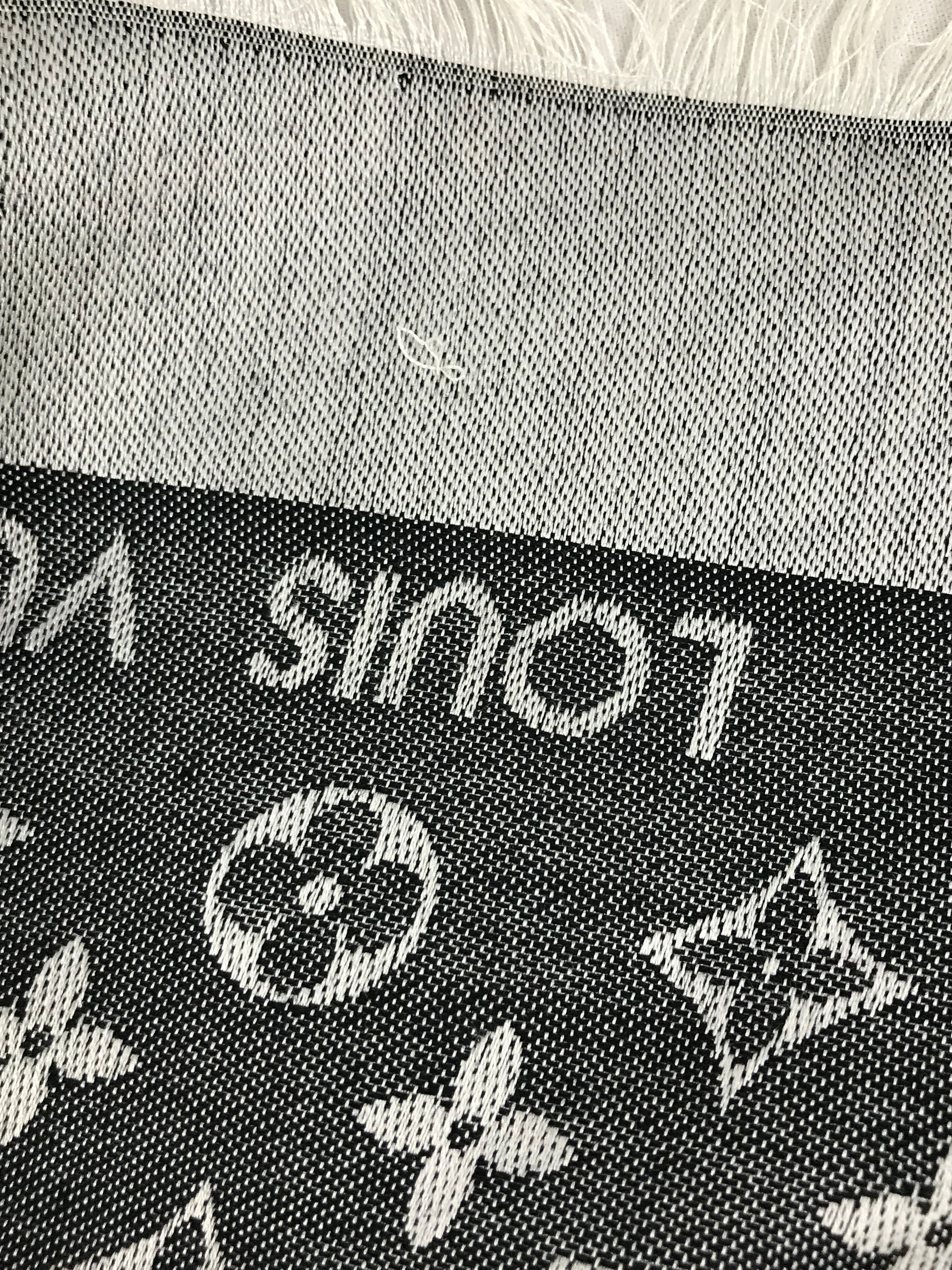 Monogram Reversible Silver/Black Silk/Wool Shawl