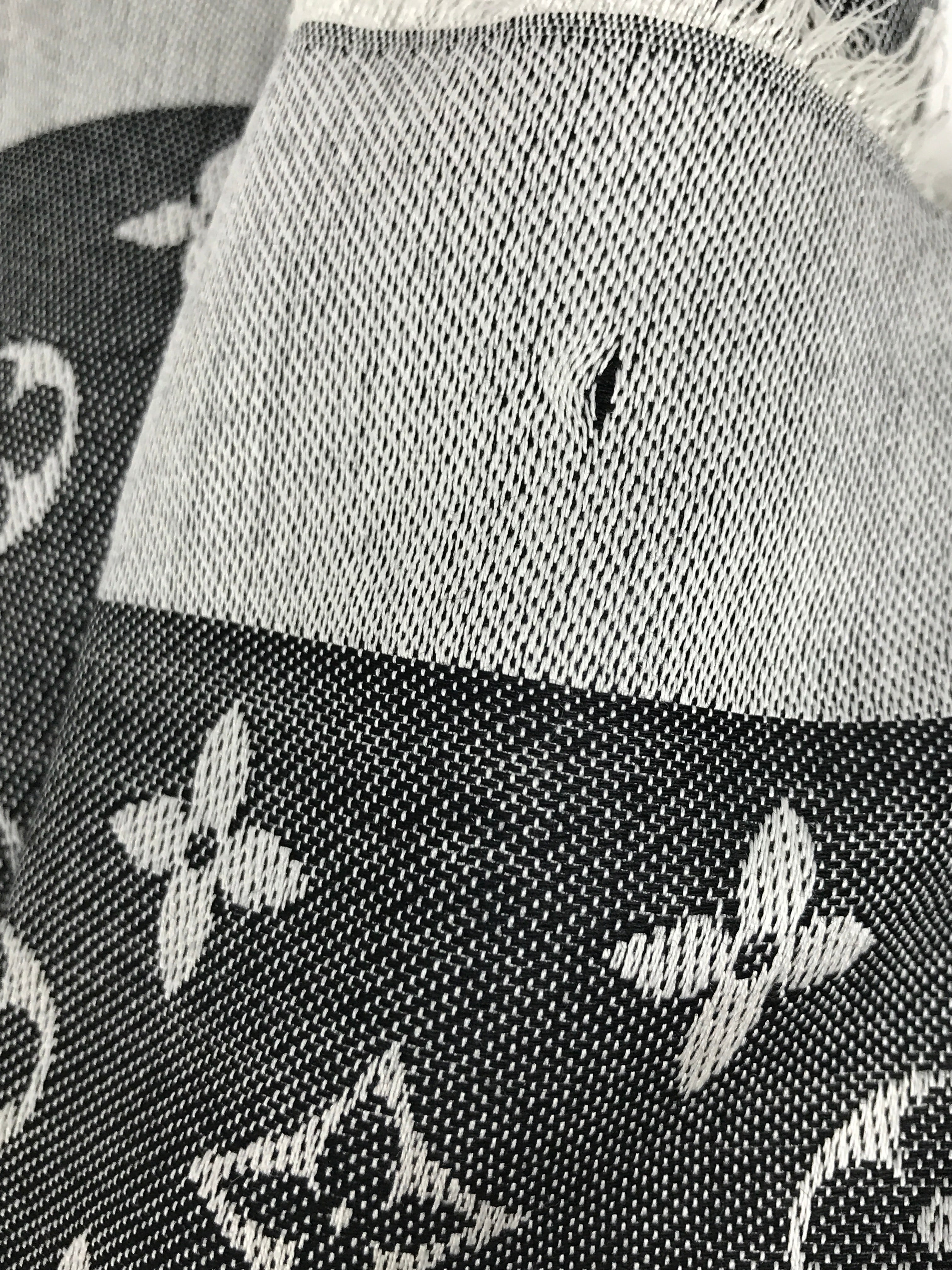 Monogram Reversible Silver/Black Silk/Wool Shawl