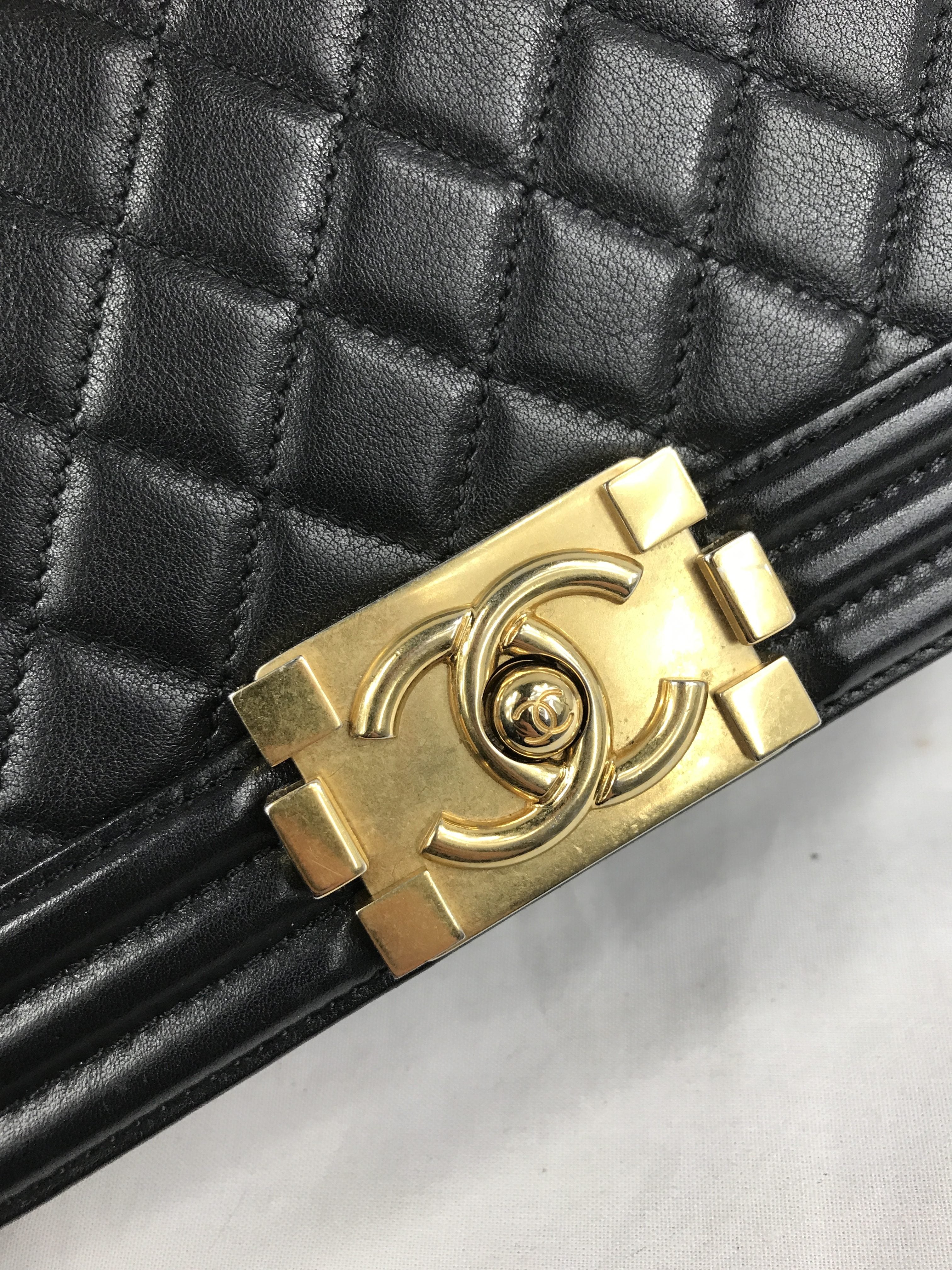 Black Quilted Lambskin Medium Boy Bag W/AGHW