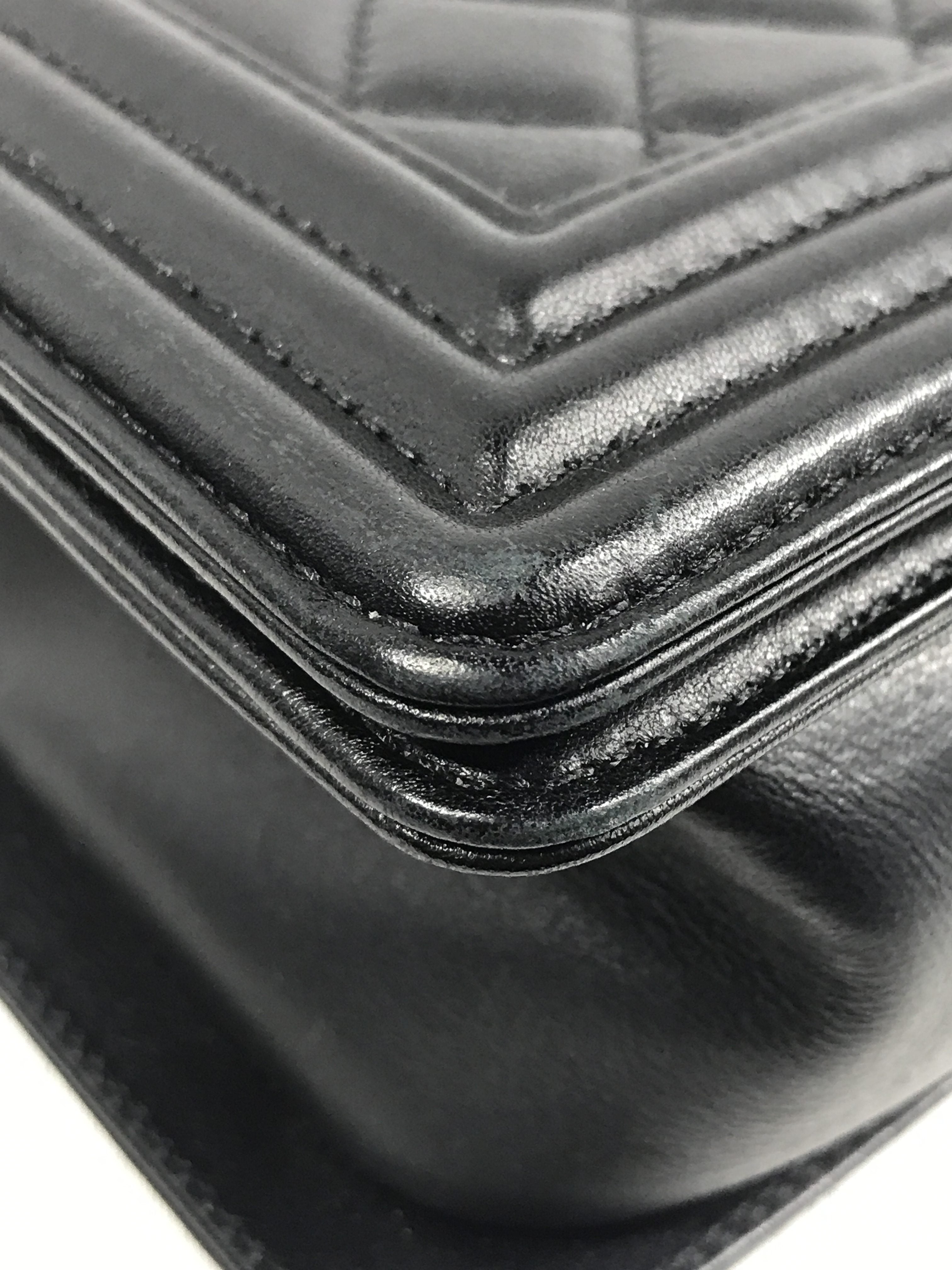 Black Quilted Lambskin Medium Boy Bag W/AGHW