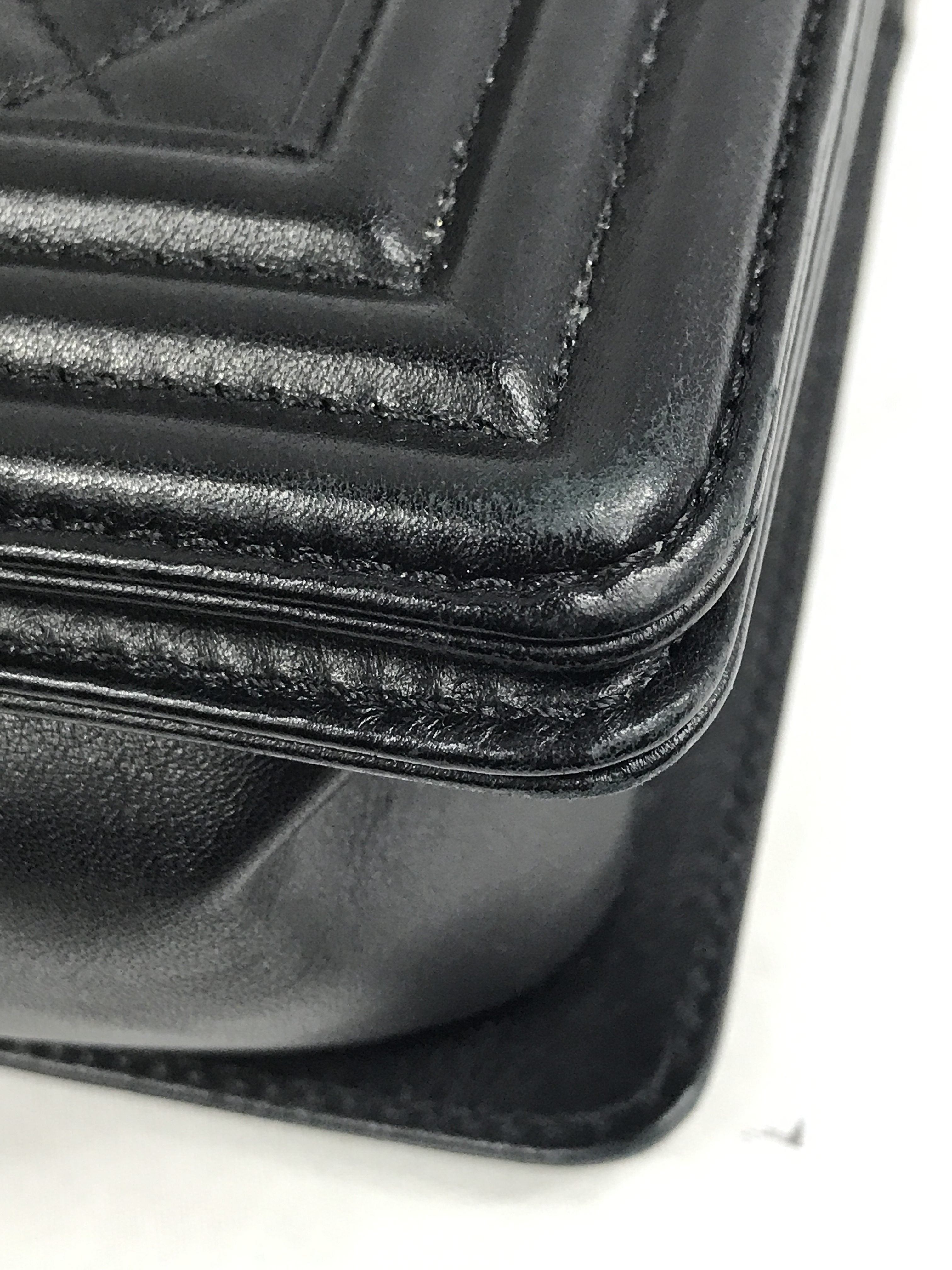 Black Quilted Lambskin Medium Boy Bag W/AGHW