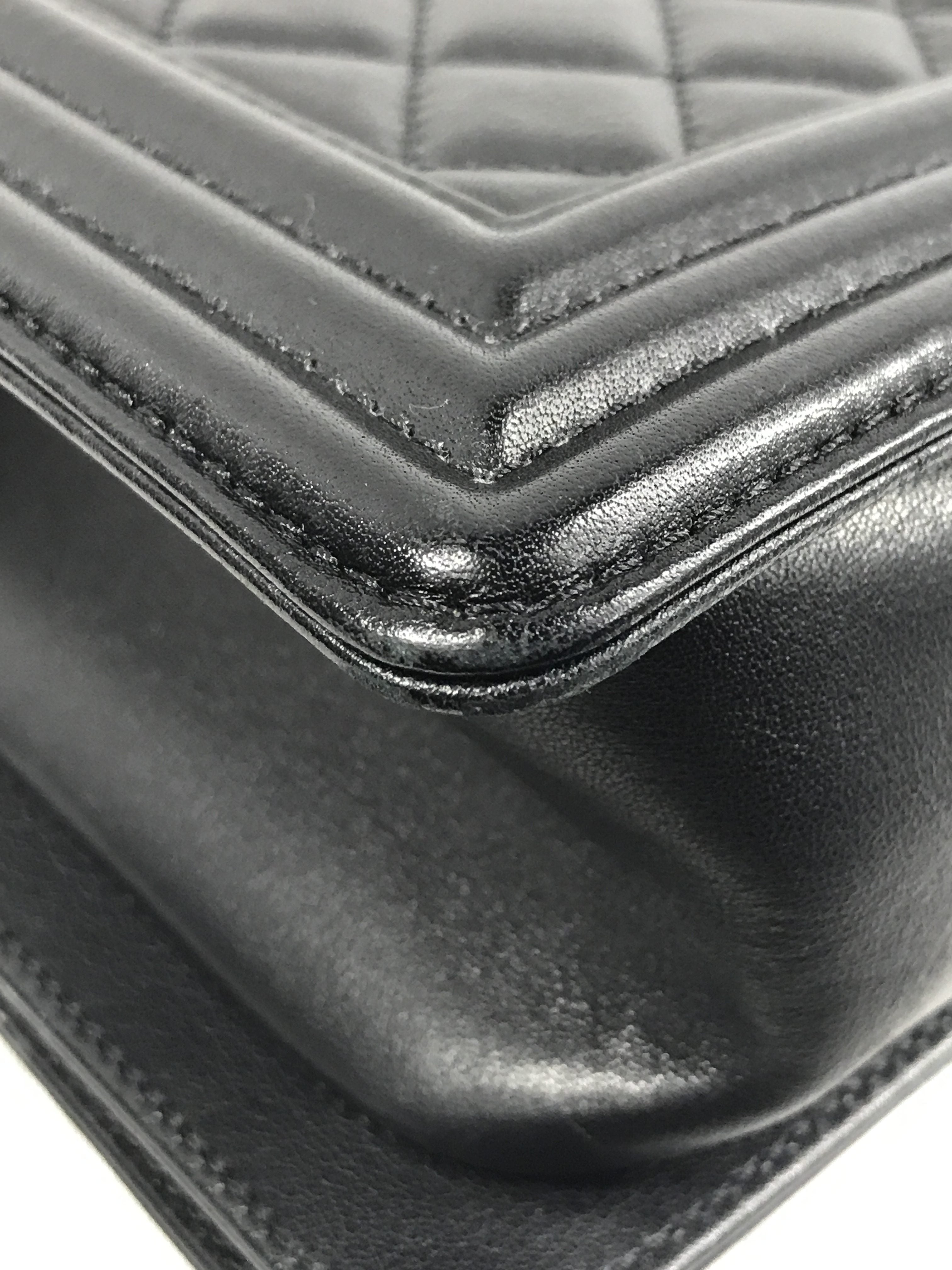 Black Quilted Lambskin Medium Boy Bag W/AGHW