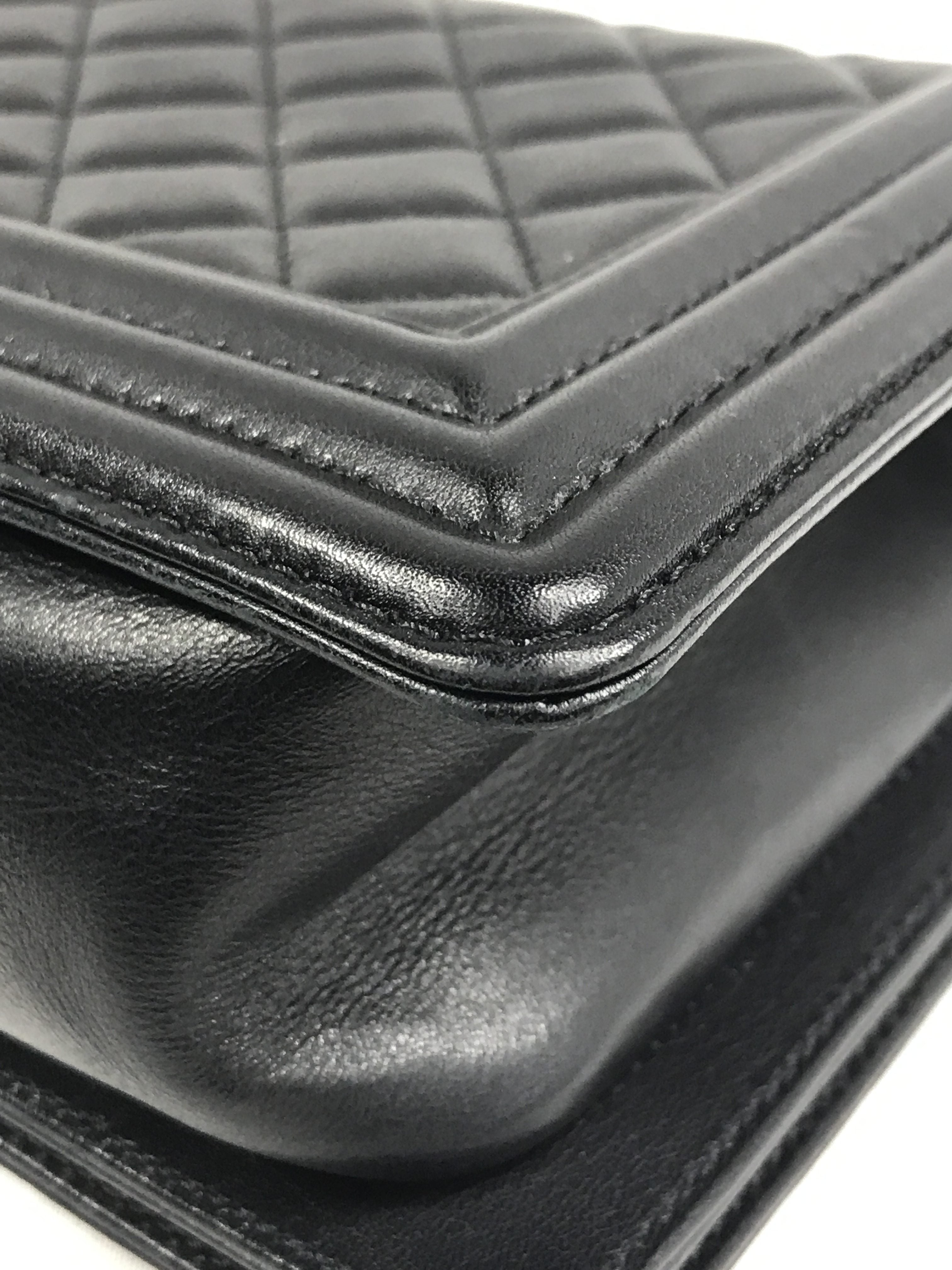 Black Quilted Lambskin Medium Boy Bag W/AGHW