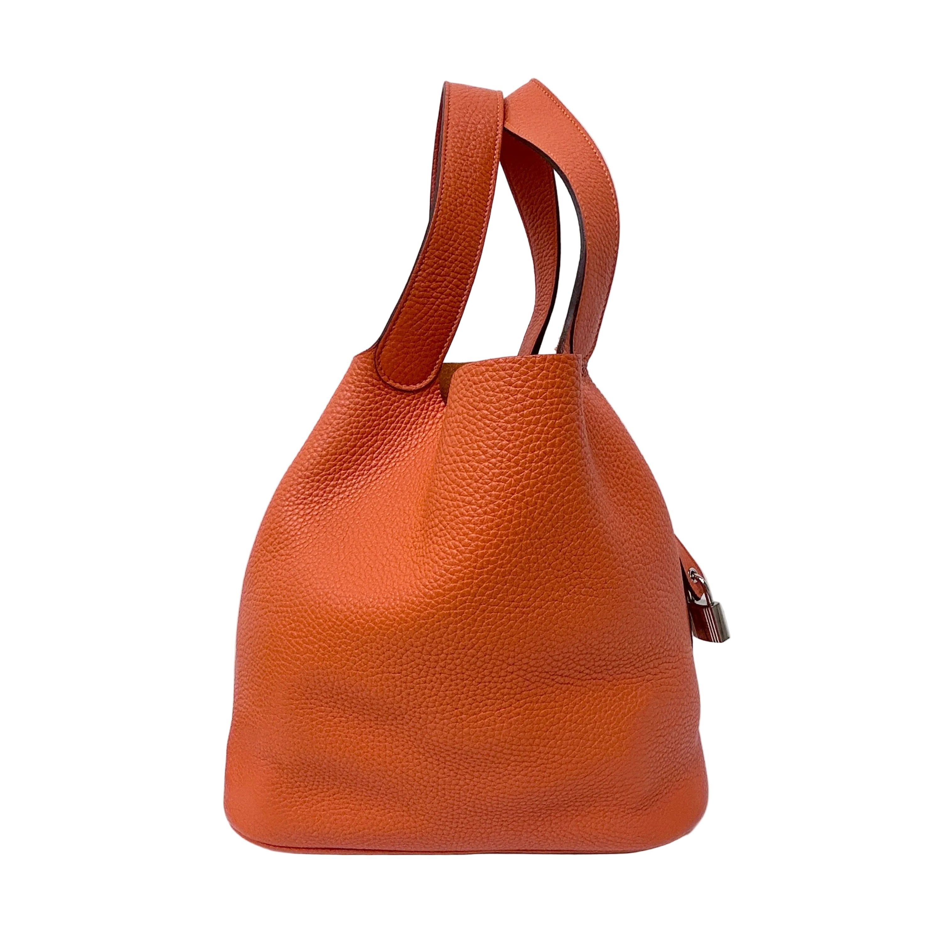 Orange Clemence Leather Picotin Lock GM Bag w/PHW