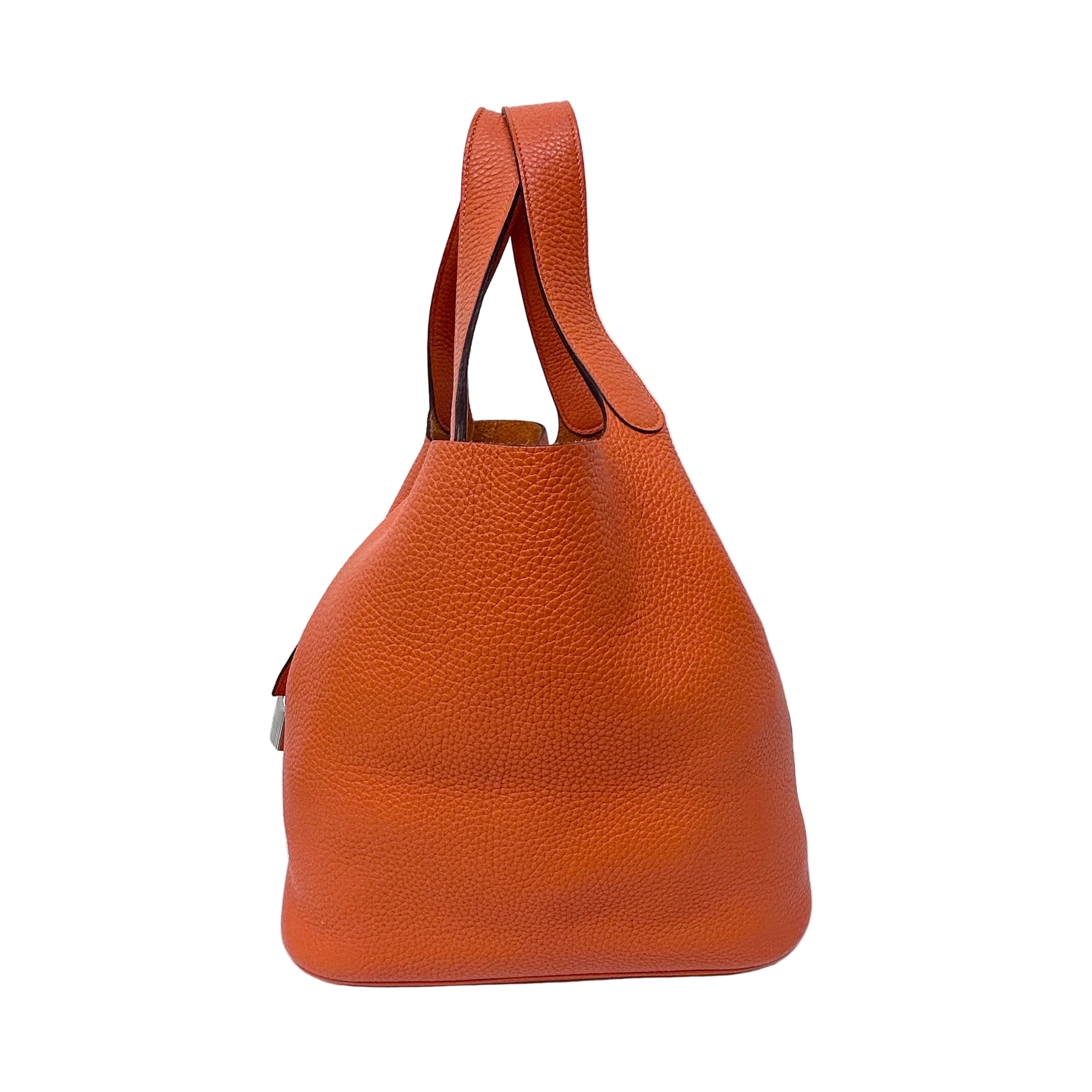 Orange Clemence Leather Picotin Lock GM Bag w/PHW