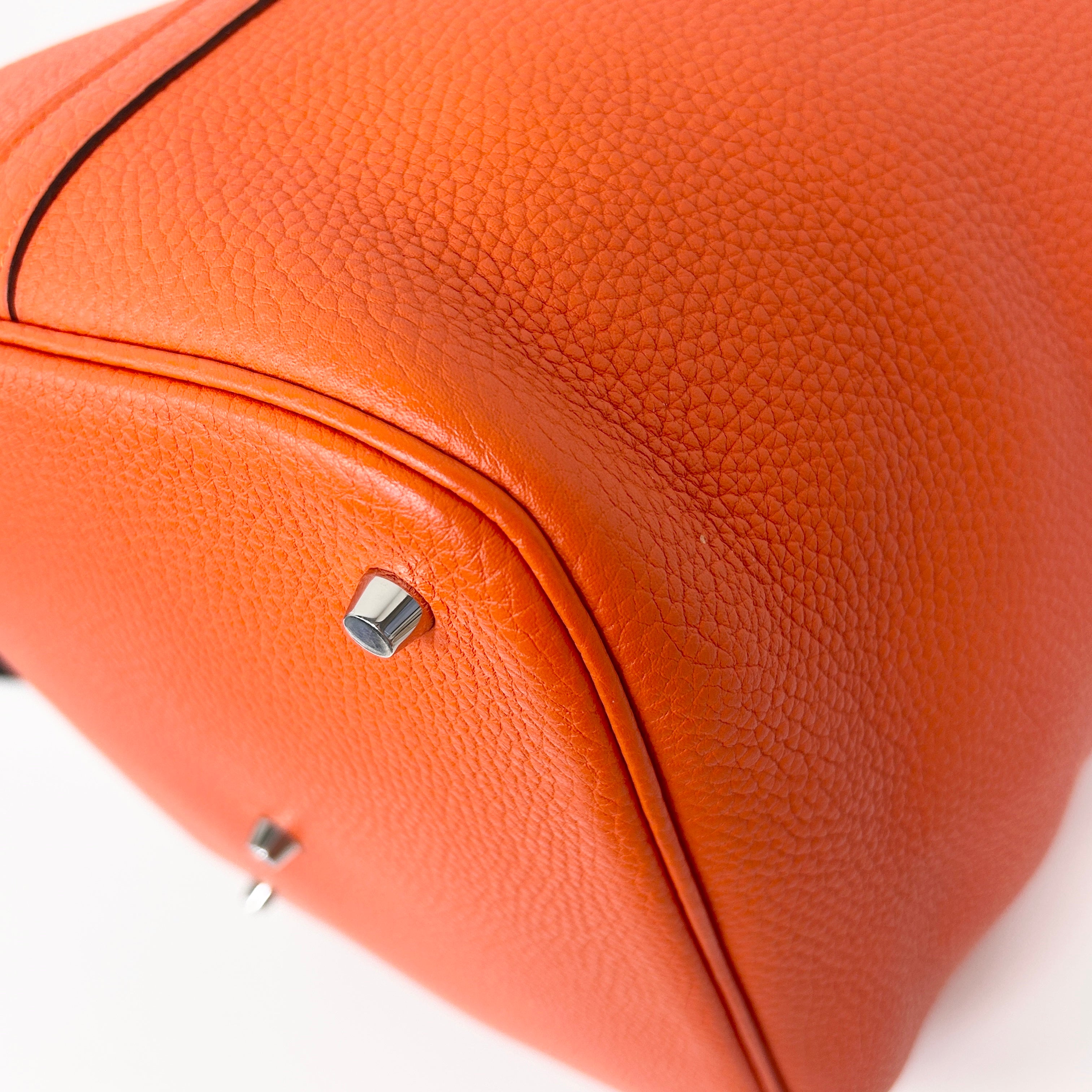 Orange Clemence Leather Picotin Lock GM Bag w/PHW