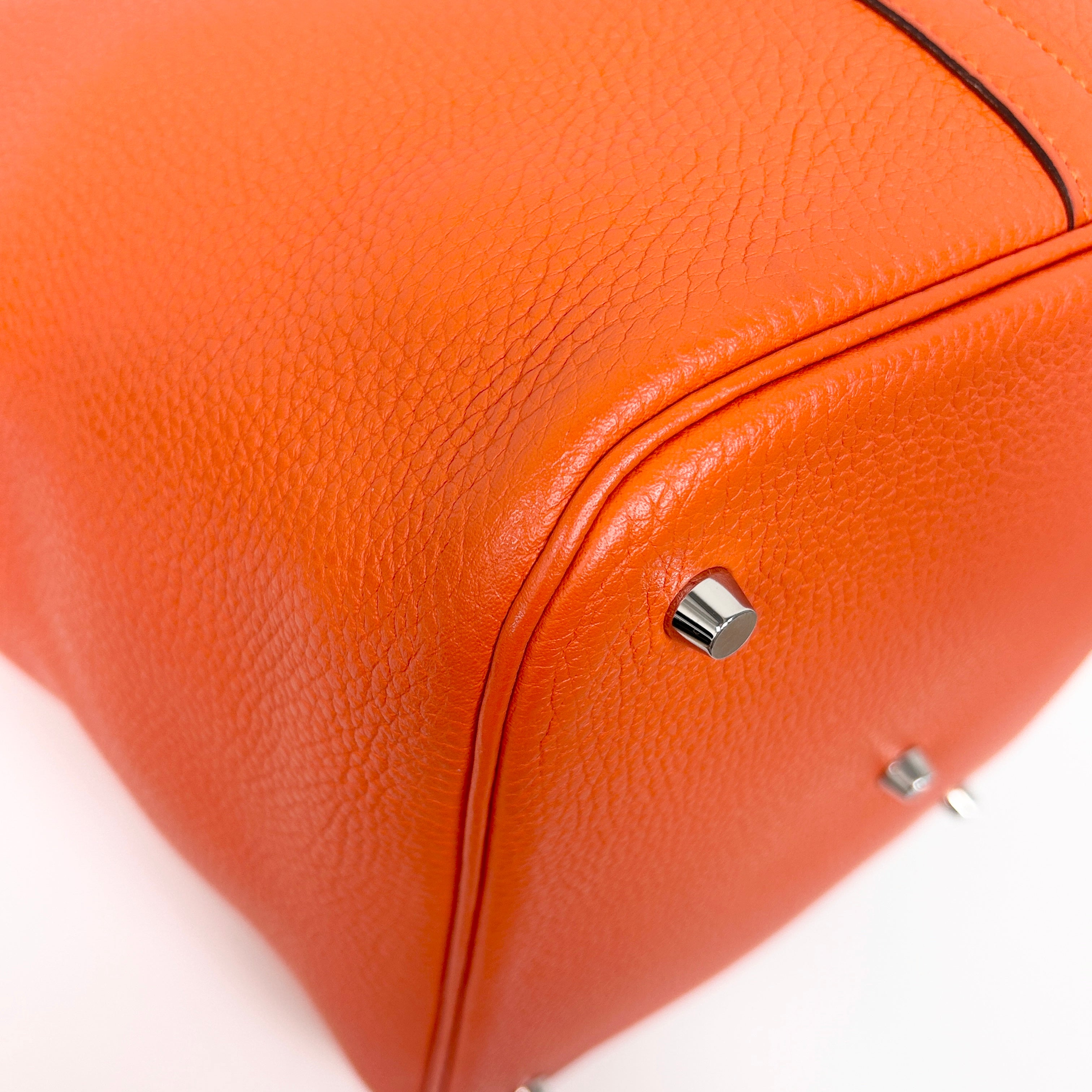 Orange Clemence Leather Picotin Lock GM Bag w/PHW