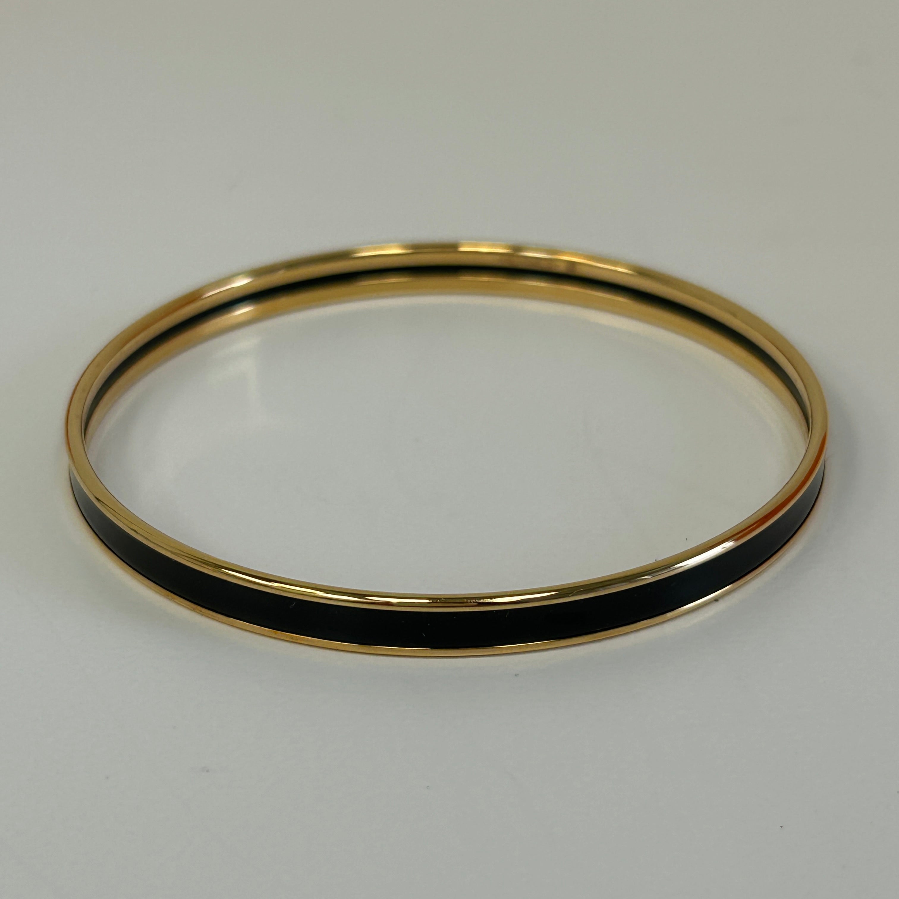 Black Uni Extra Narrow Enamel Bangle w/RGHW