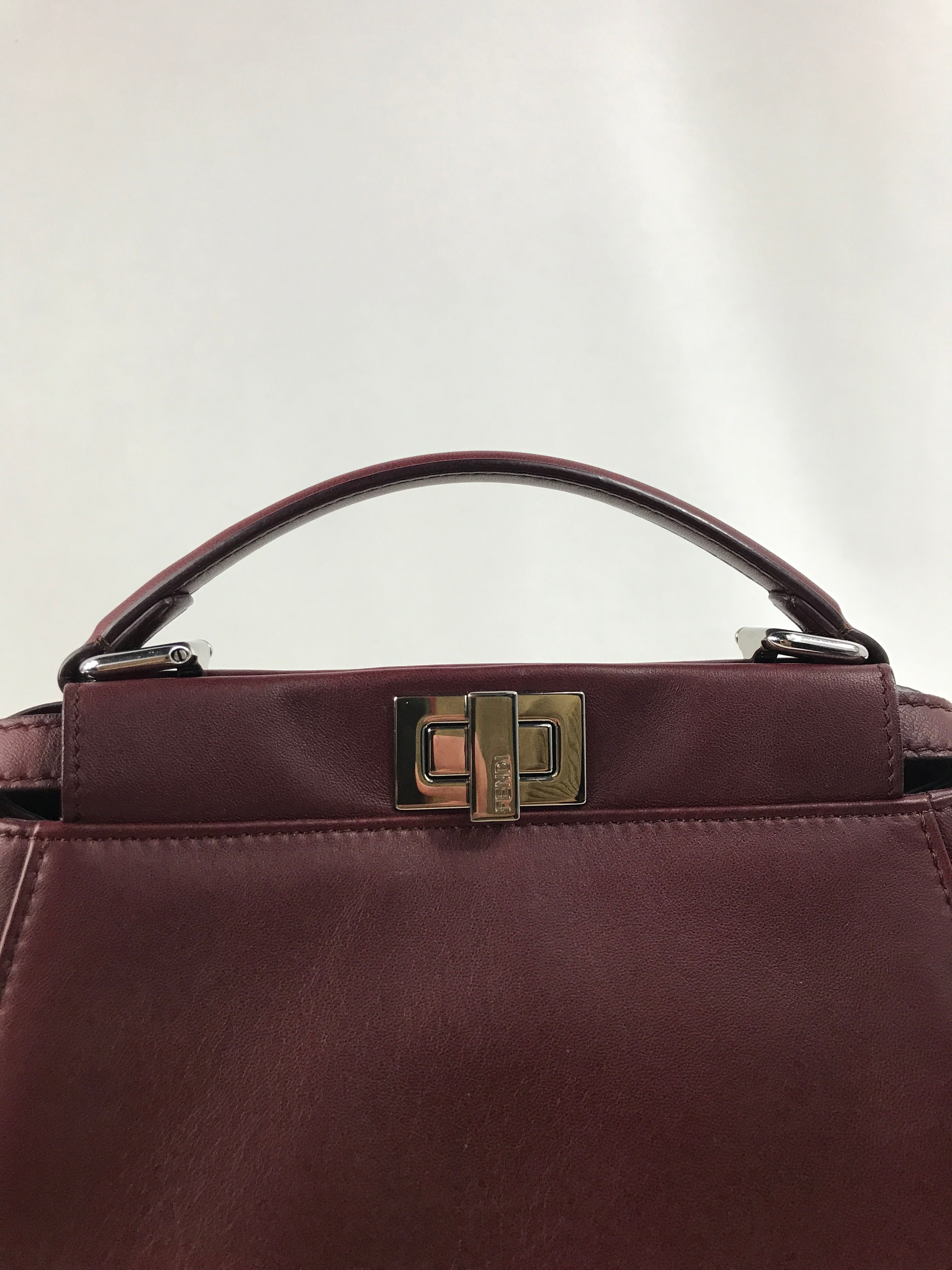 Burgundy Mini Peekaboo w/ removable monogram coated canvas peekaboo defender case w/SHW