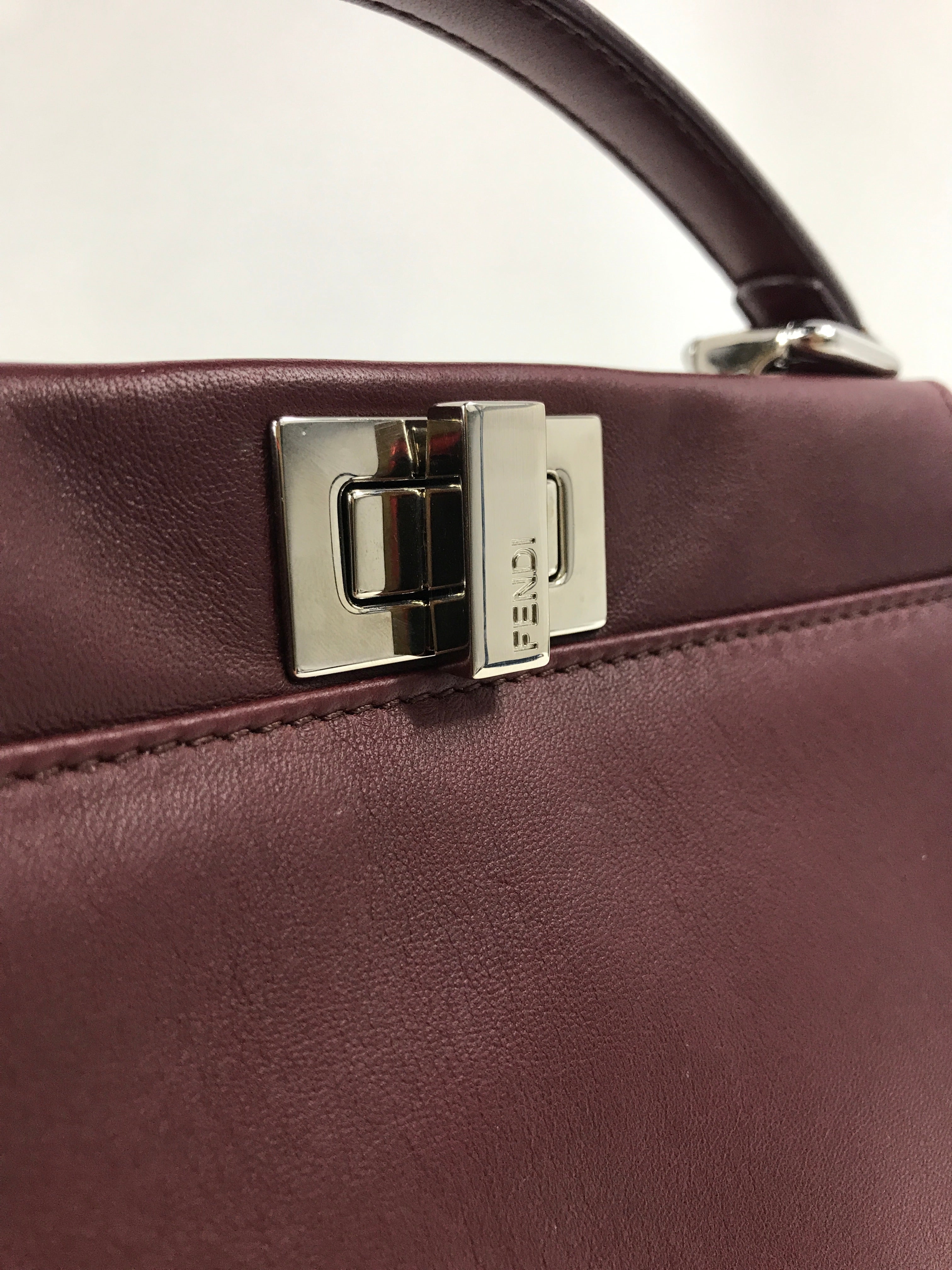 Burgundy Mini Peekaboo w/ removable monogram coated canvas peekaboo defender case w/SHW