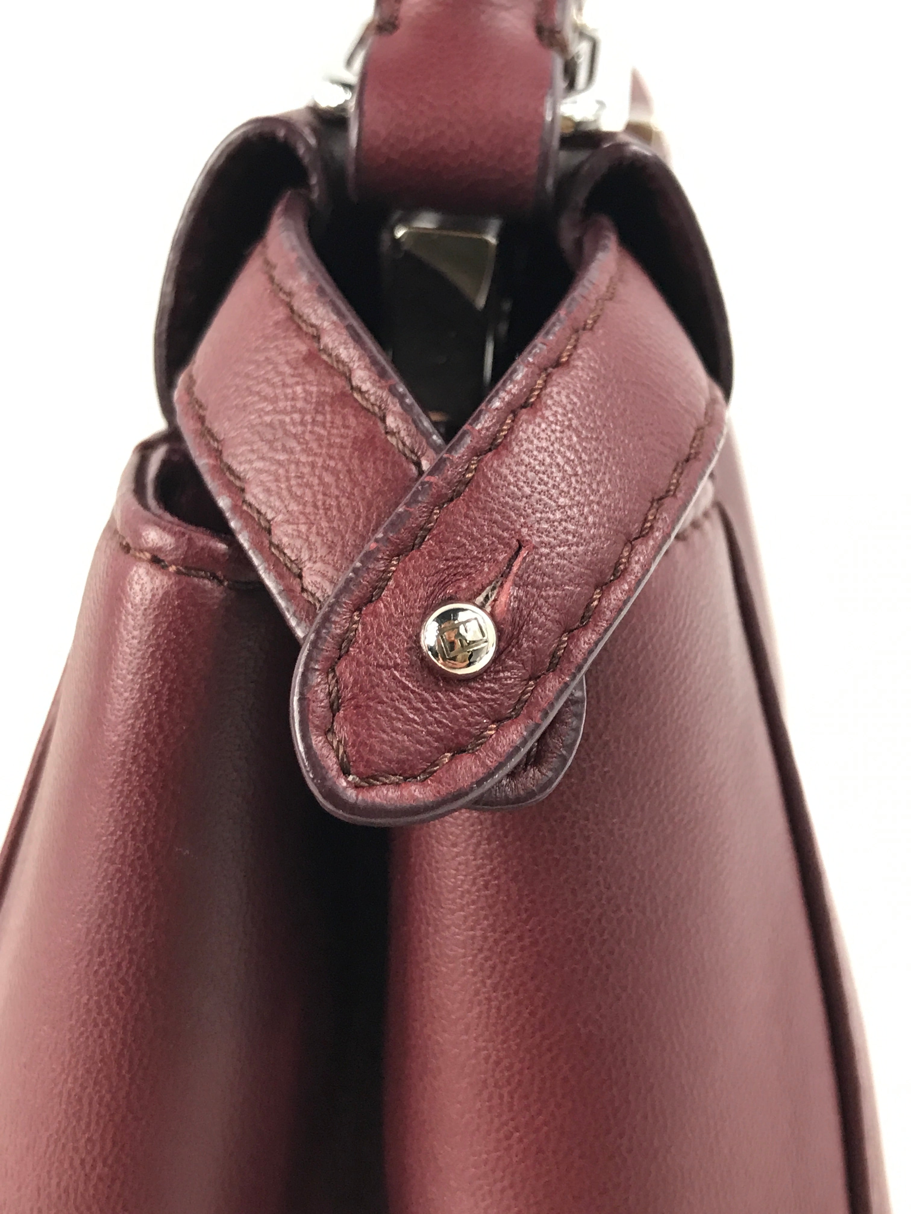 Burgundy Mini Peekaboo w/ removable monogram coated canvas peekaboo defender case w/SHW