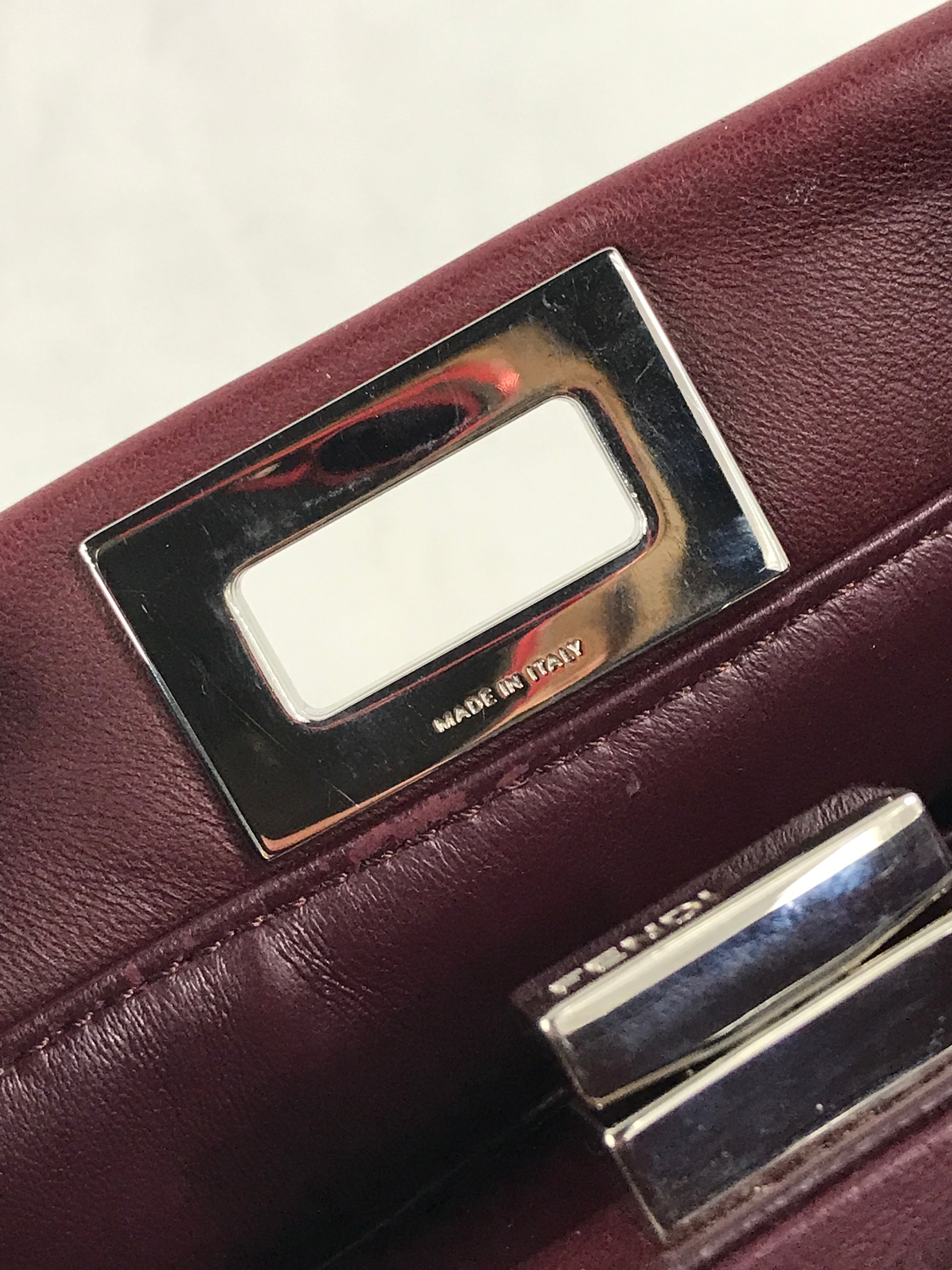 Burgundy Mini Peekaboo w/ removable monogram coated canvas peekaboo defender case w/SHW