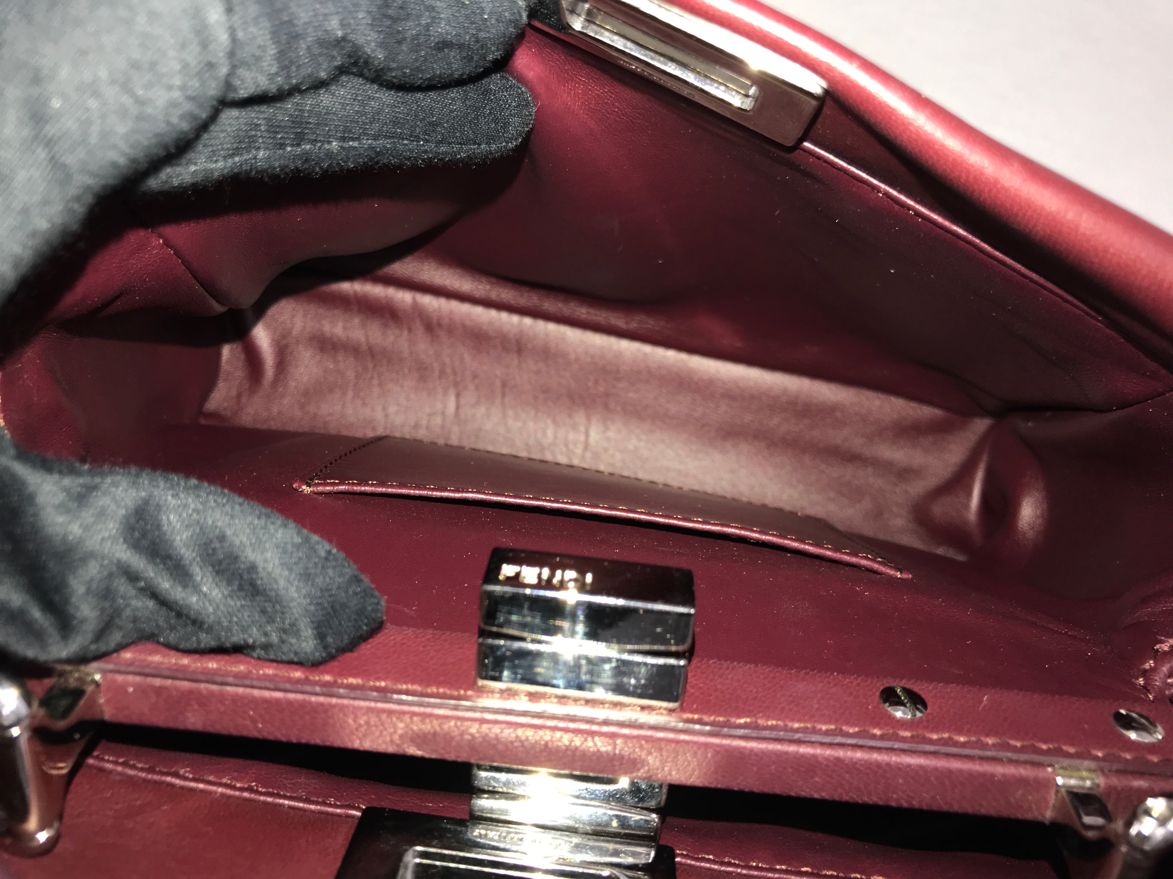 Burgundy Mini Peekaboo w/ removable monogram coated canvas peekaboo defender case w/SHW