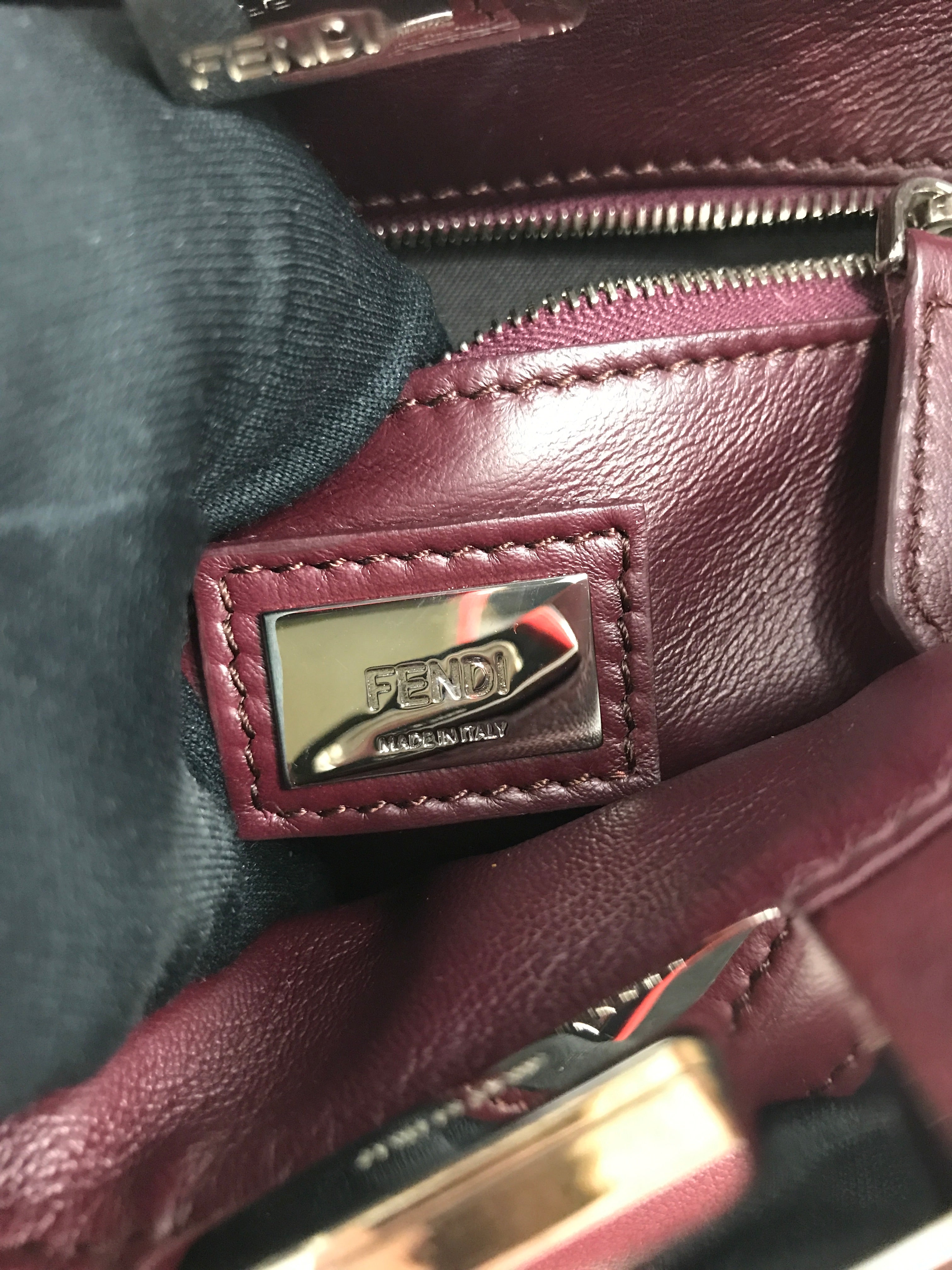 Burgundy Mini Peekaboo w/ removable monogram coated canvas peekaboo defender case w/SHW