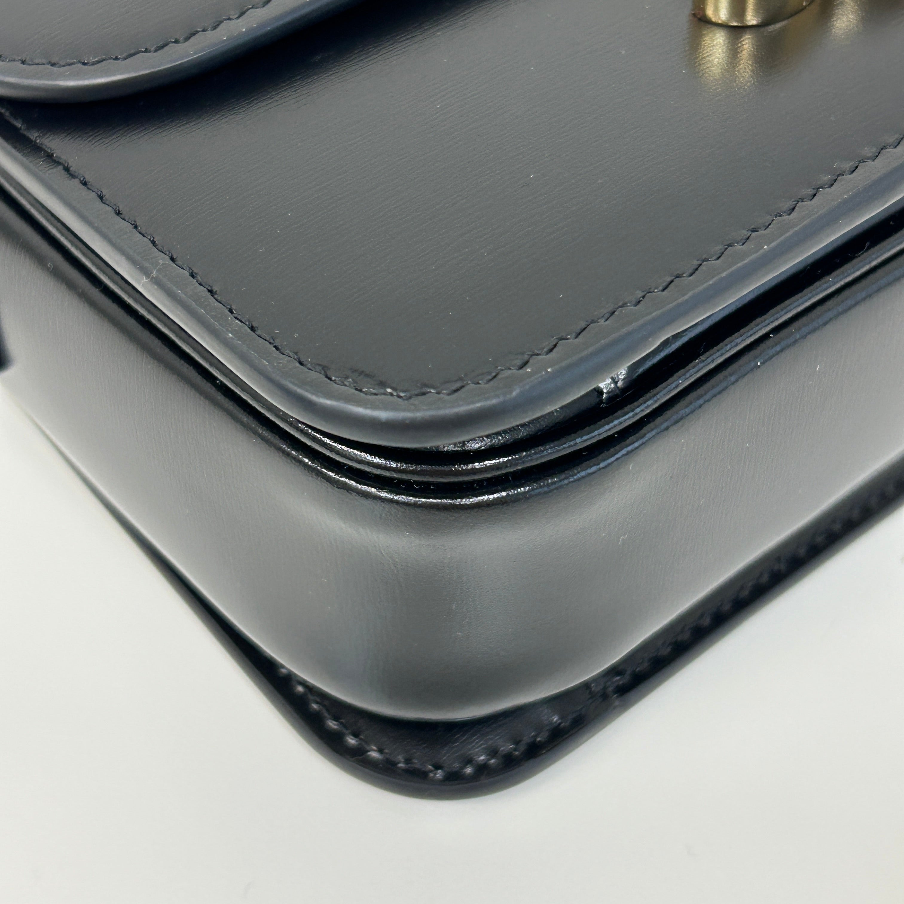 Black Shiny Calfskin Teen Triomphe Bag w/GHW