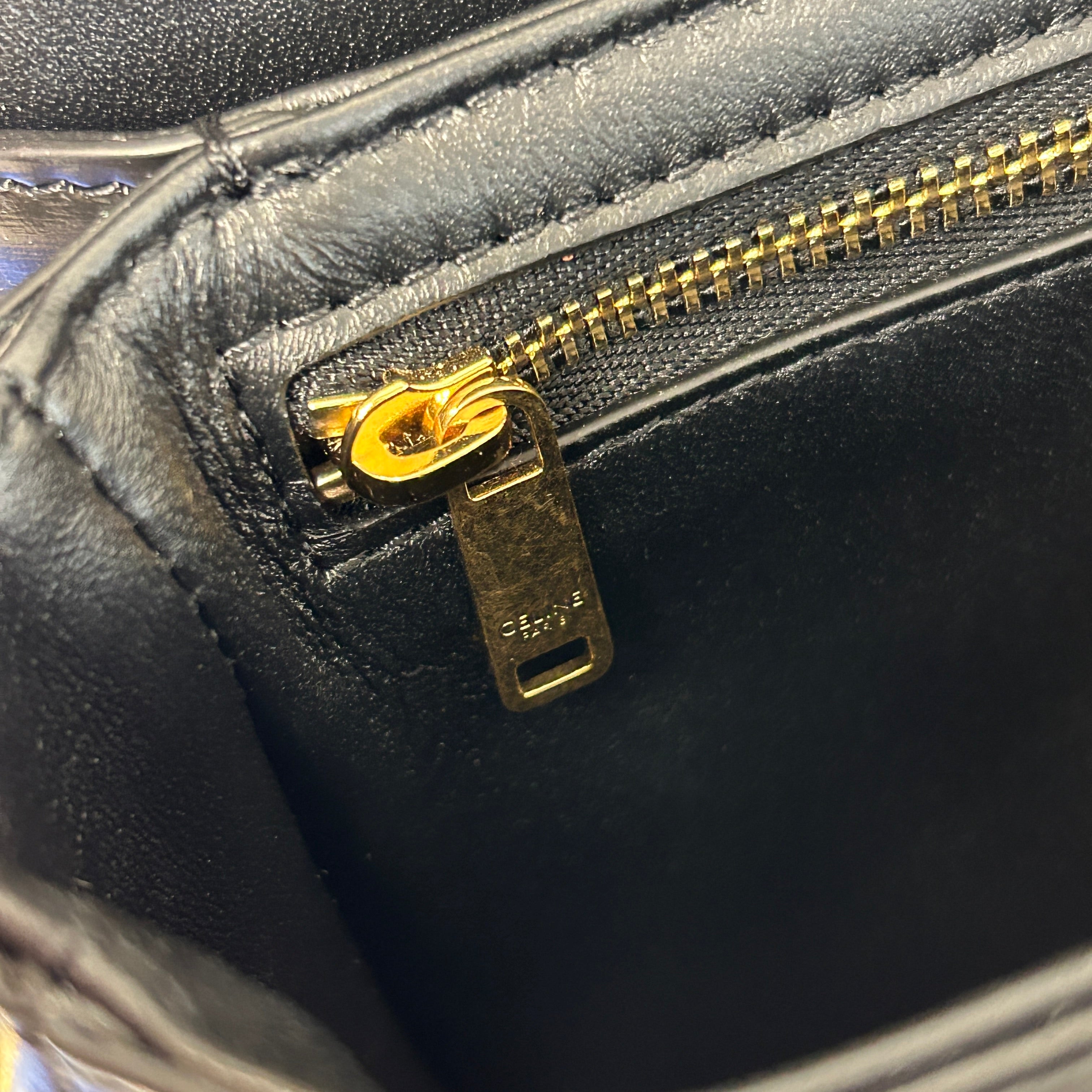 Black Shiny Calfskin Teen Triomphe Bag w/GHW