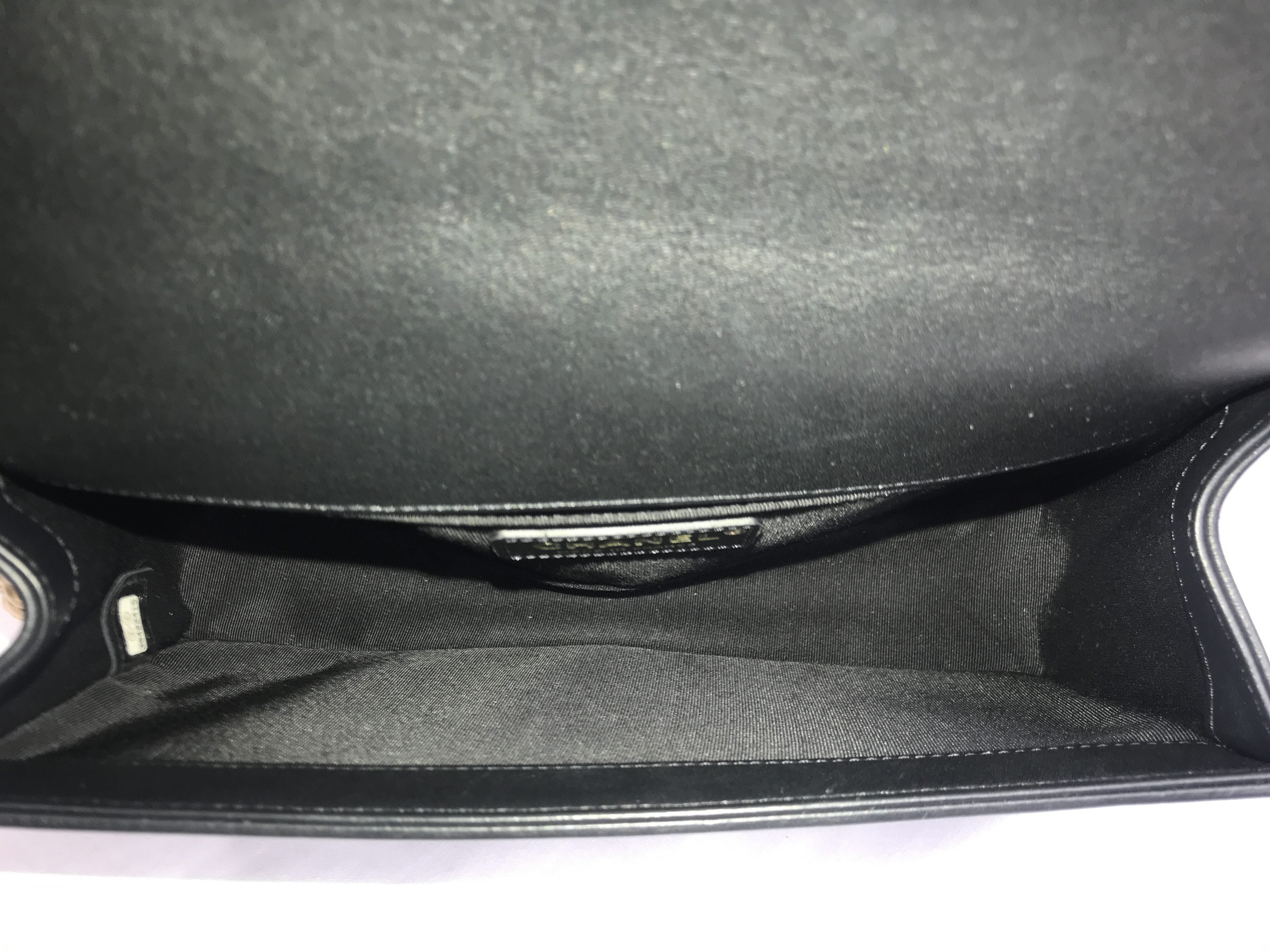 Black Quilted Lambskin New Medium Boy Bag w/ Removable Logo Chanel Top Handle W/AGHW