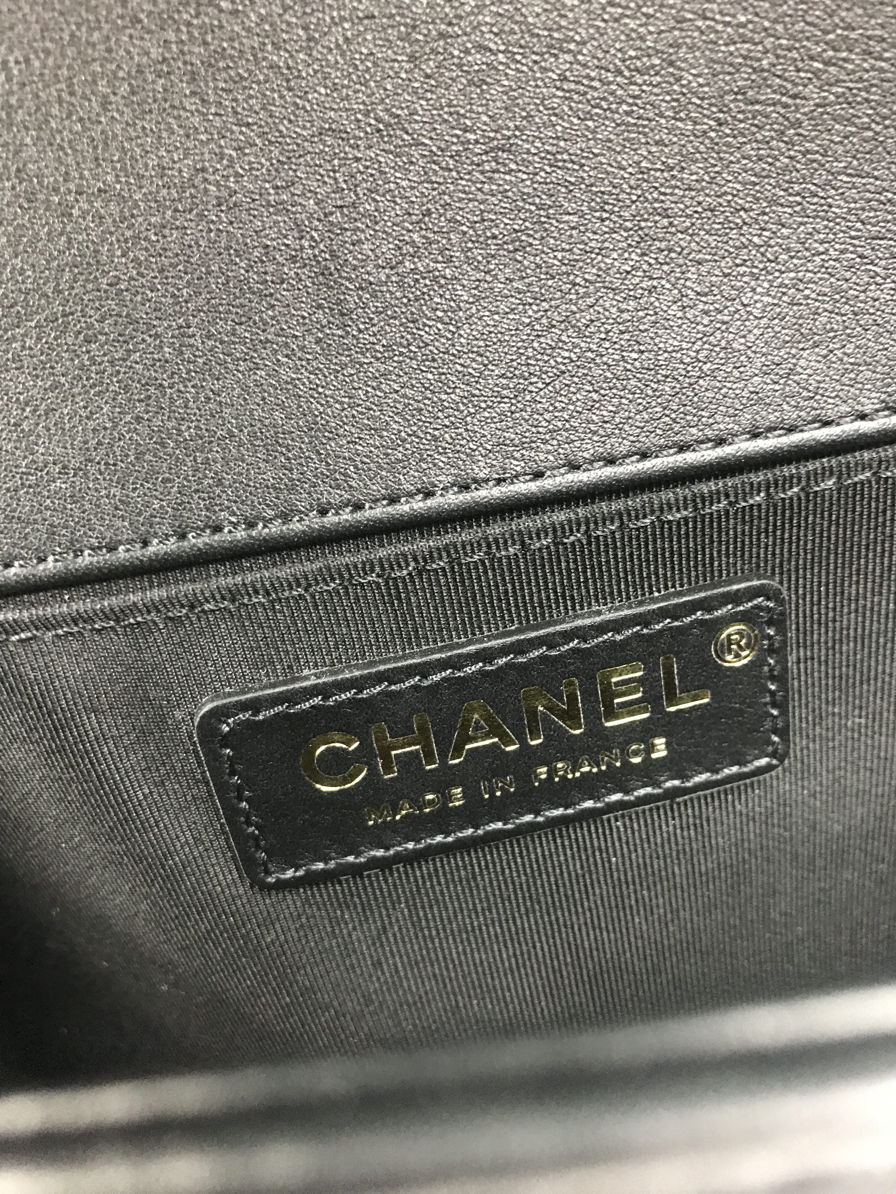 Black Quilted Lambskin New Medium Boy Bag w/ Removable Logo Chanel Top Handle W/AGHW