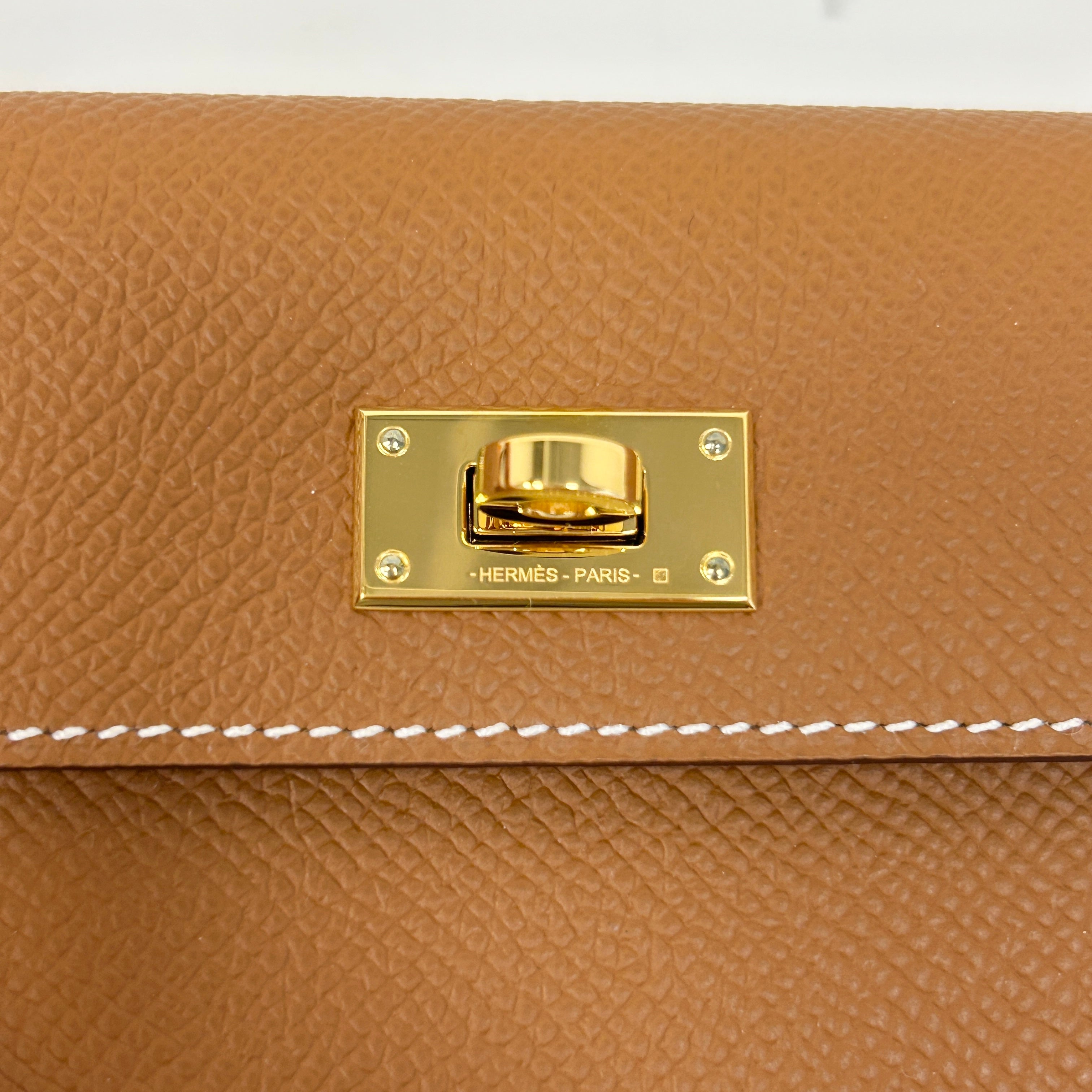gold kelly pocket wallet w/GHW
