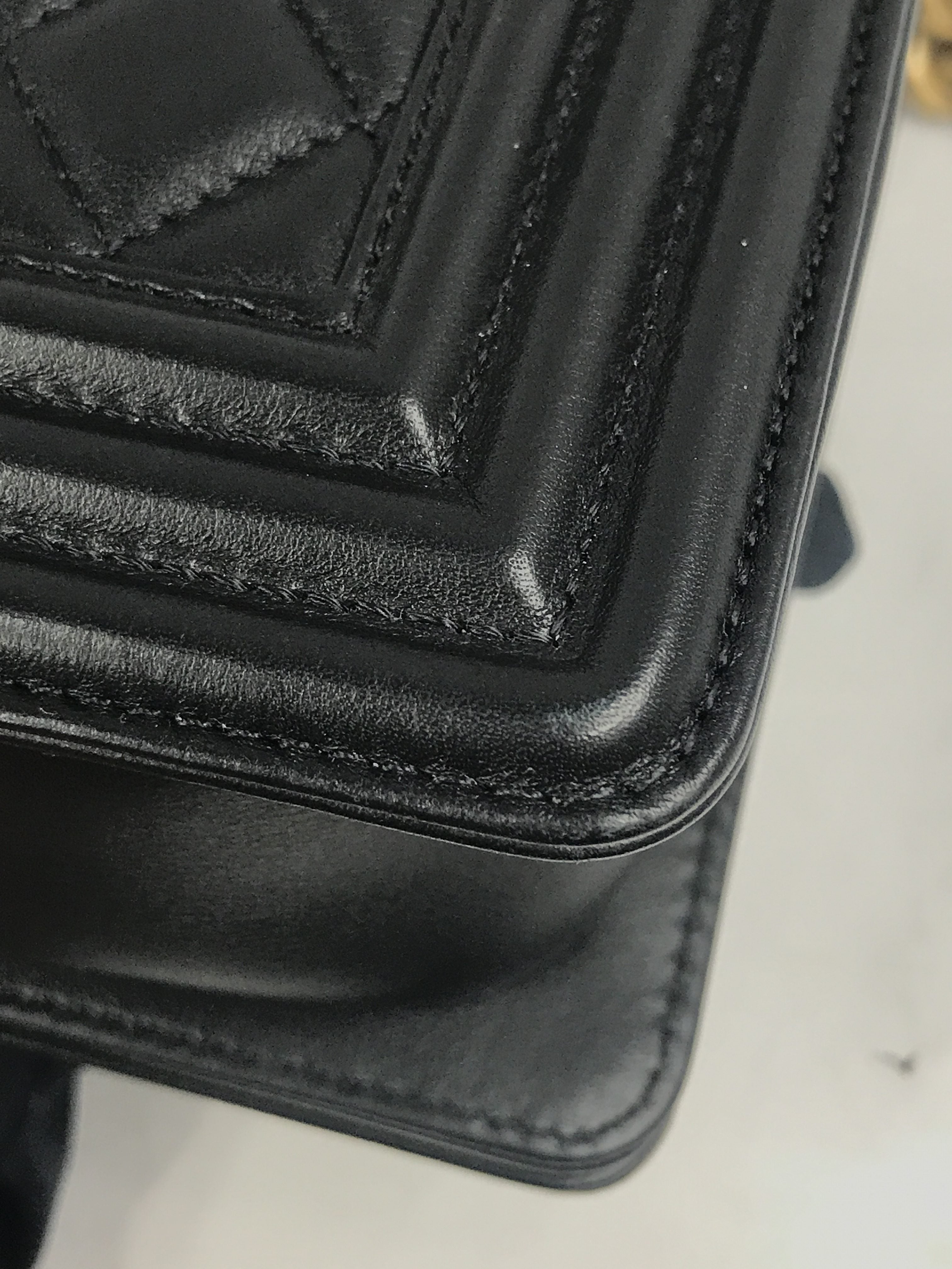 Black Quilted Lambskin New Medium Boy Bag w/ Removable Logo Chanel Top Handle W/AGHW