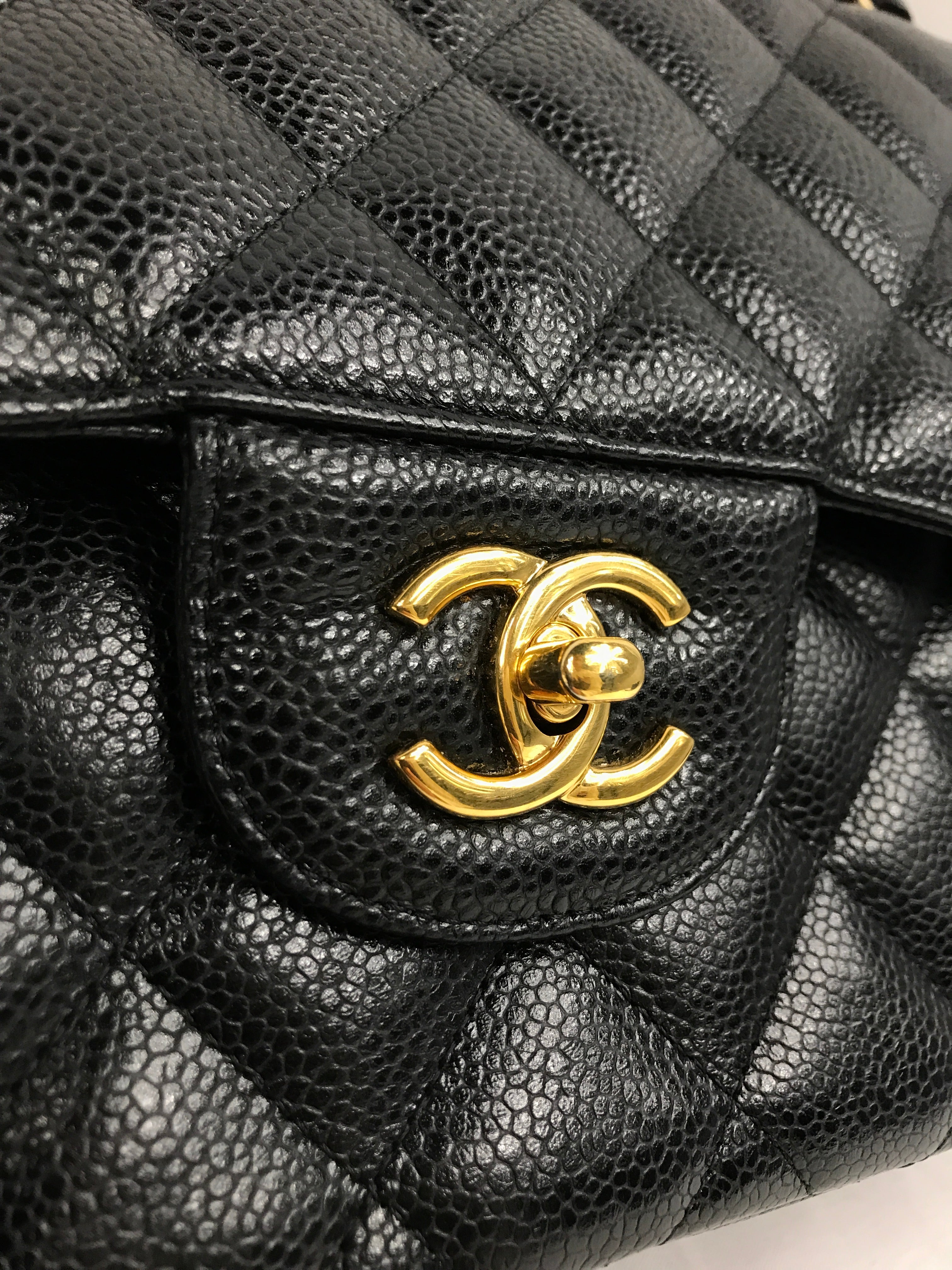 Black Caviar Quilted Double Flap Jumbo w/GHW